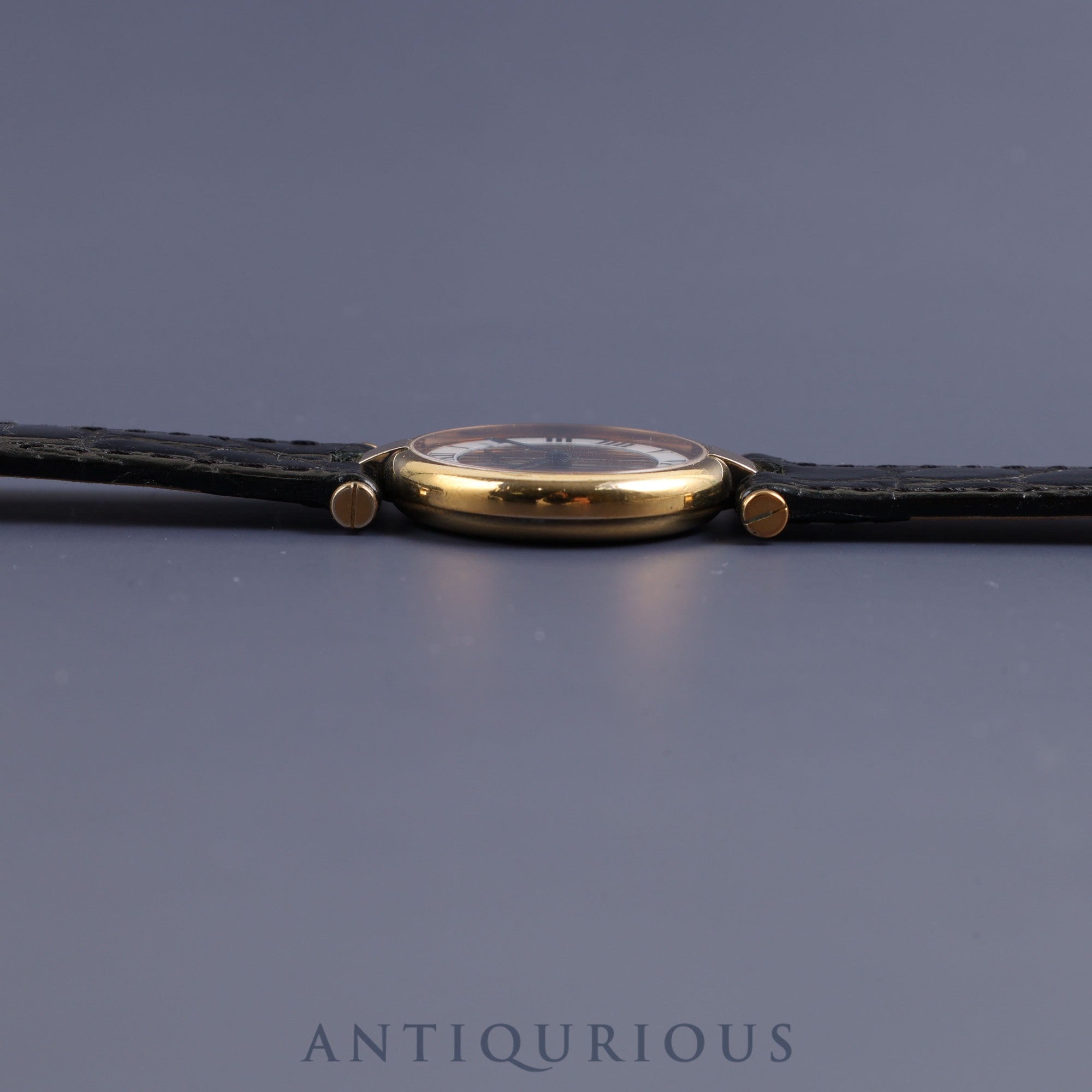 Cartier Must VLC Vendome SM 590004 Quartz SV925 Leather Genuine Buckle (GP) Front Trinity Dial