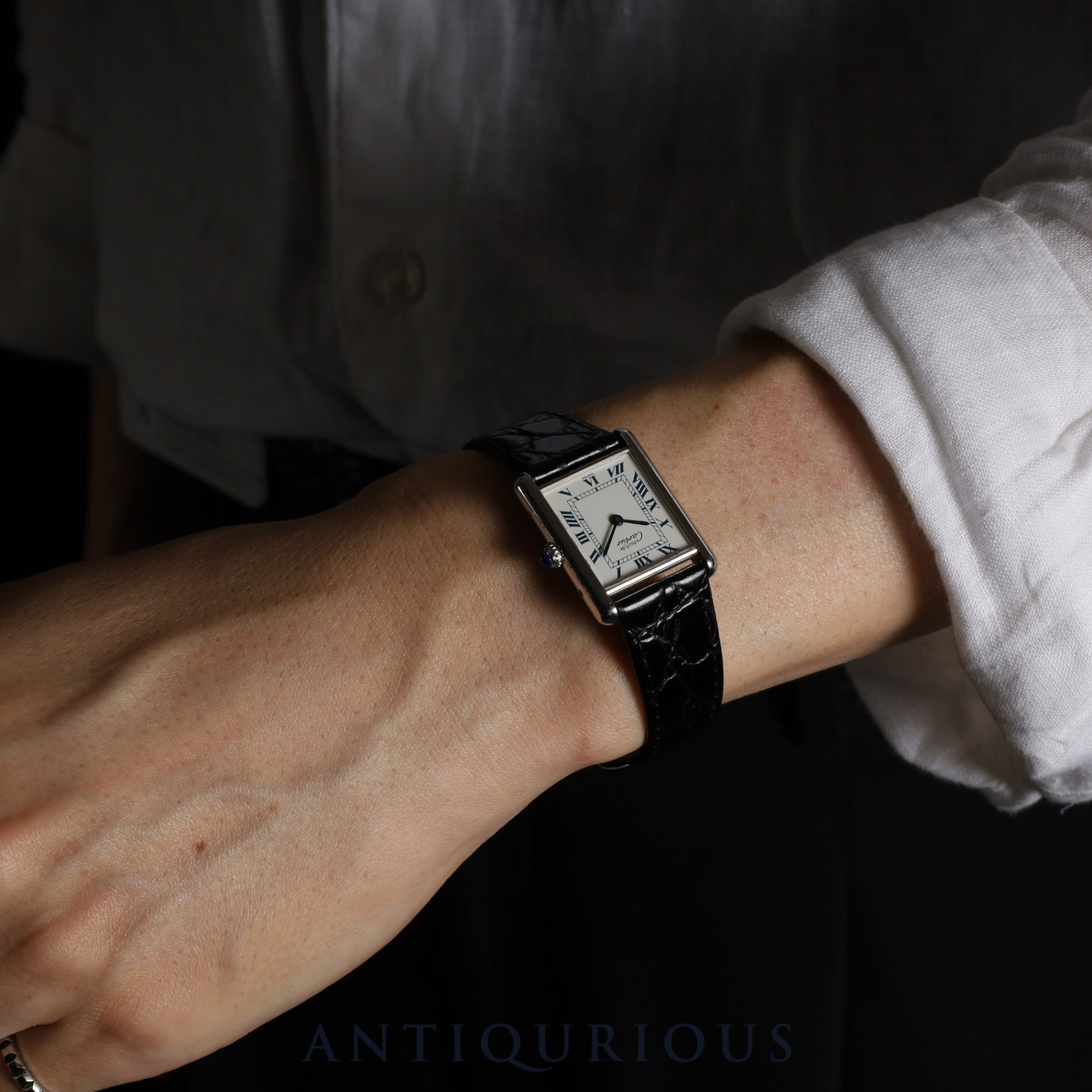 Cartier Must Tank LM 1616 Quartz Caliber 90 SV925 Leather Strap with Genuine Stainless Steel Buckle, White Roman Dial, Commemorative Engraving, Limited Edition of 100, Overhauled