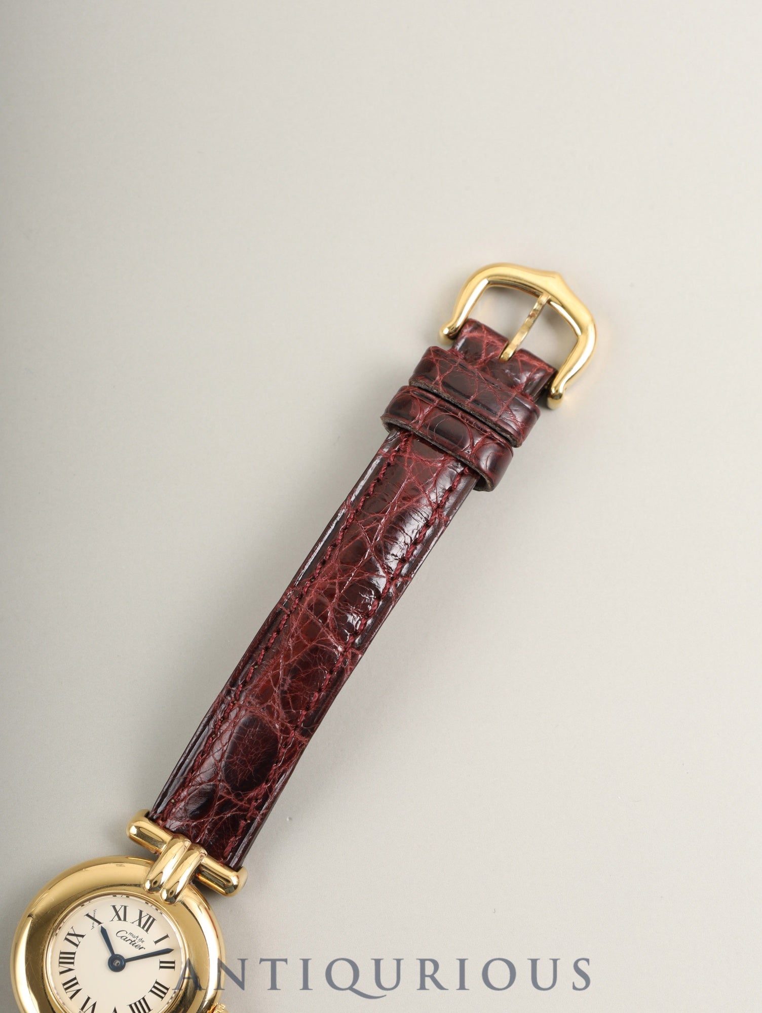 Cartier Must Colisée 590002 Quartz Cal.90 SV925 Original Leather Strap Original Pin Buckle (GP) Ivory Roman Dial (SWISS marking) Box Overhauled