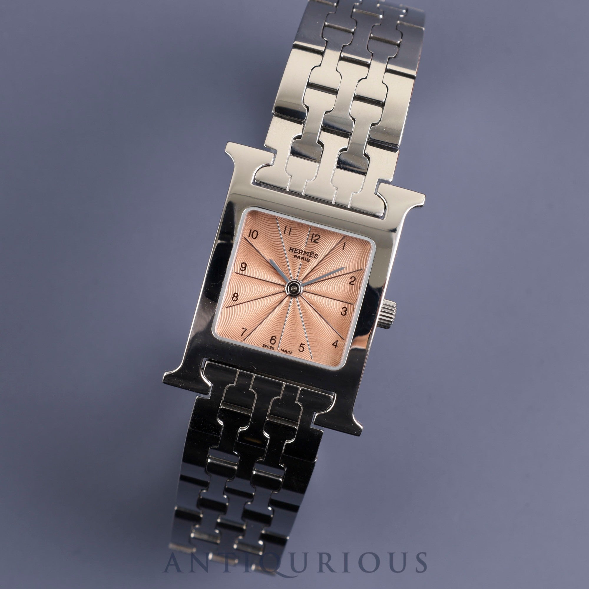 Hermes H Watch HH1.210 Quartz Cal.901.001 SS Orange Dial Box Overhauled