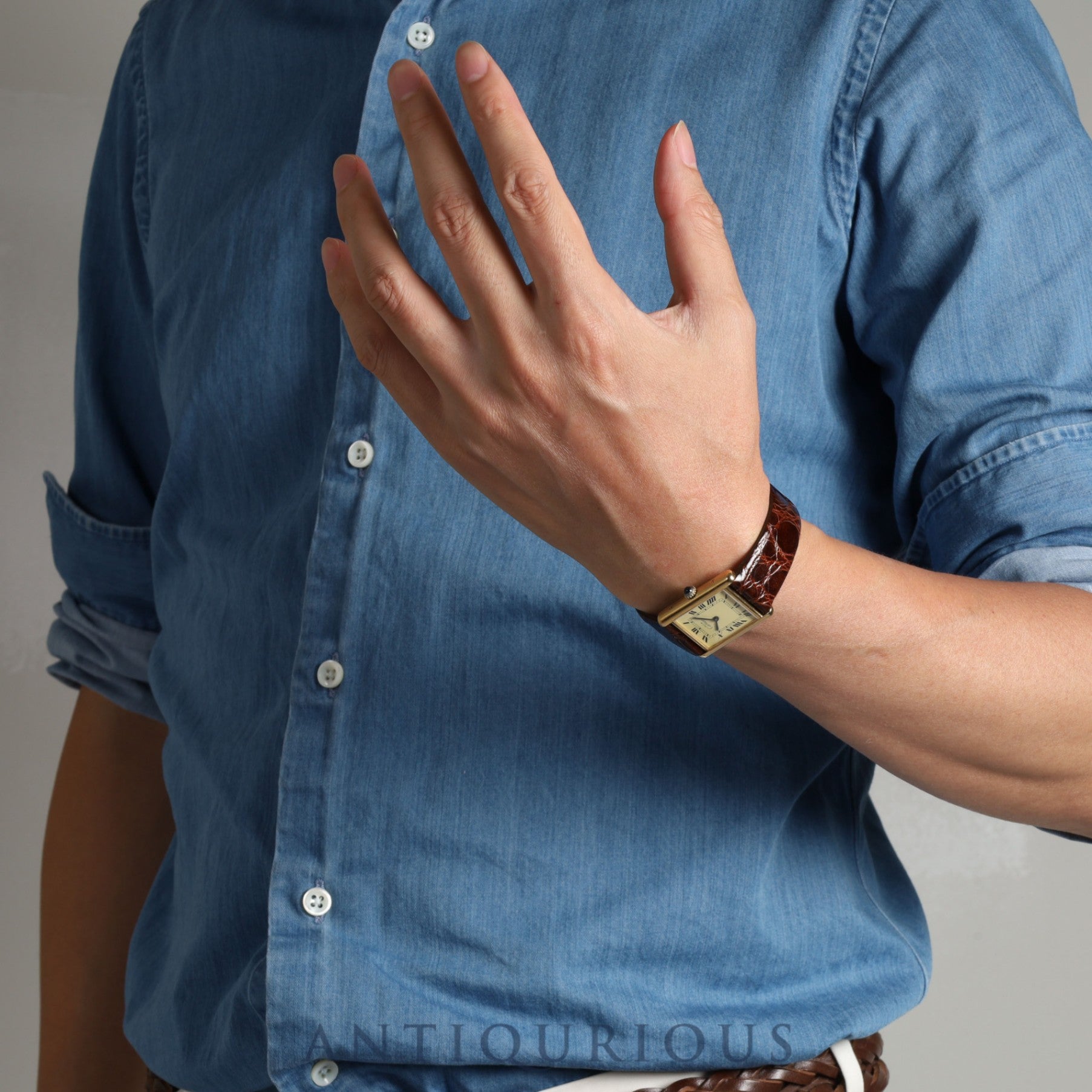 Cartier Must Tank LM Manual winding Cal.78-1 925 Leather Genuine buckle (GP) Ivory Roman dial Overhauled