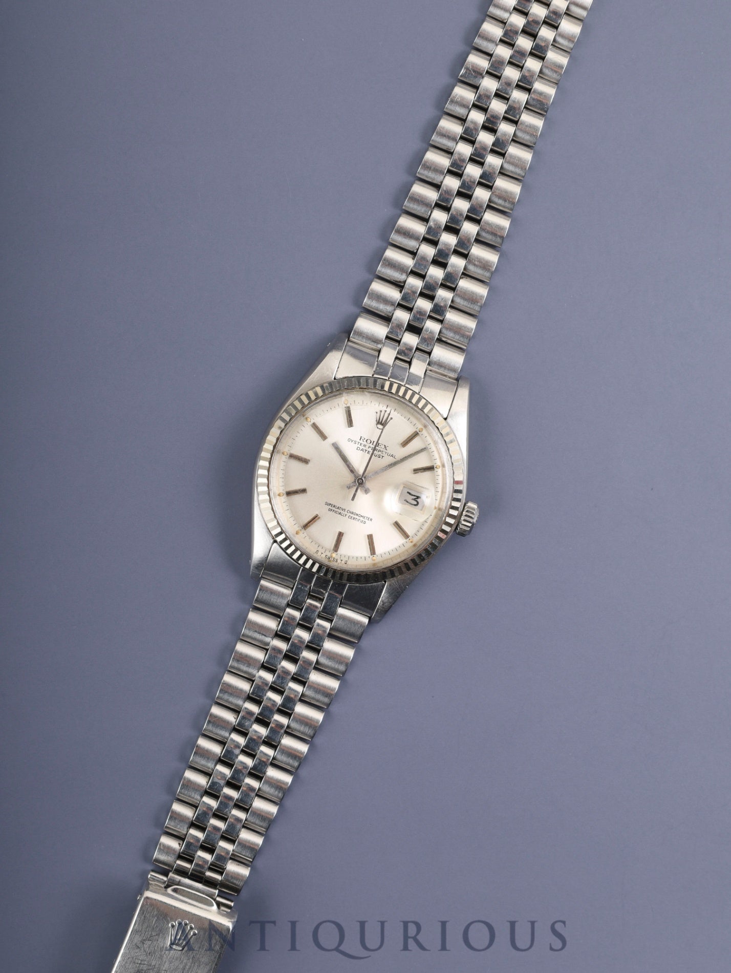 Rolex Datejust 1601 Automatic Caliber 1560 Stainless Steel/White Gold Stainless Steel Silver Dial No. 36 (1972) Overhauled