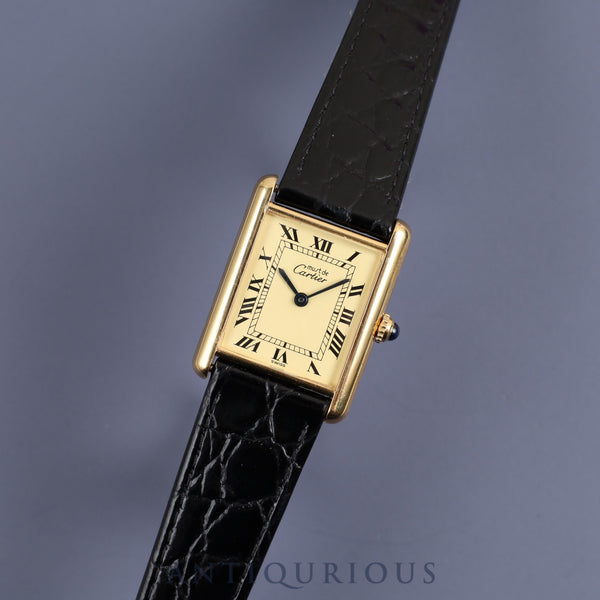 Cartier Must Tank LM 590005 Quartz Cal.690 SV925 Leather Ivory Dial Overhauled and Refurbishing