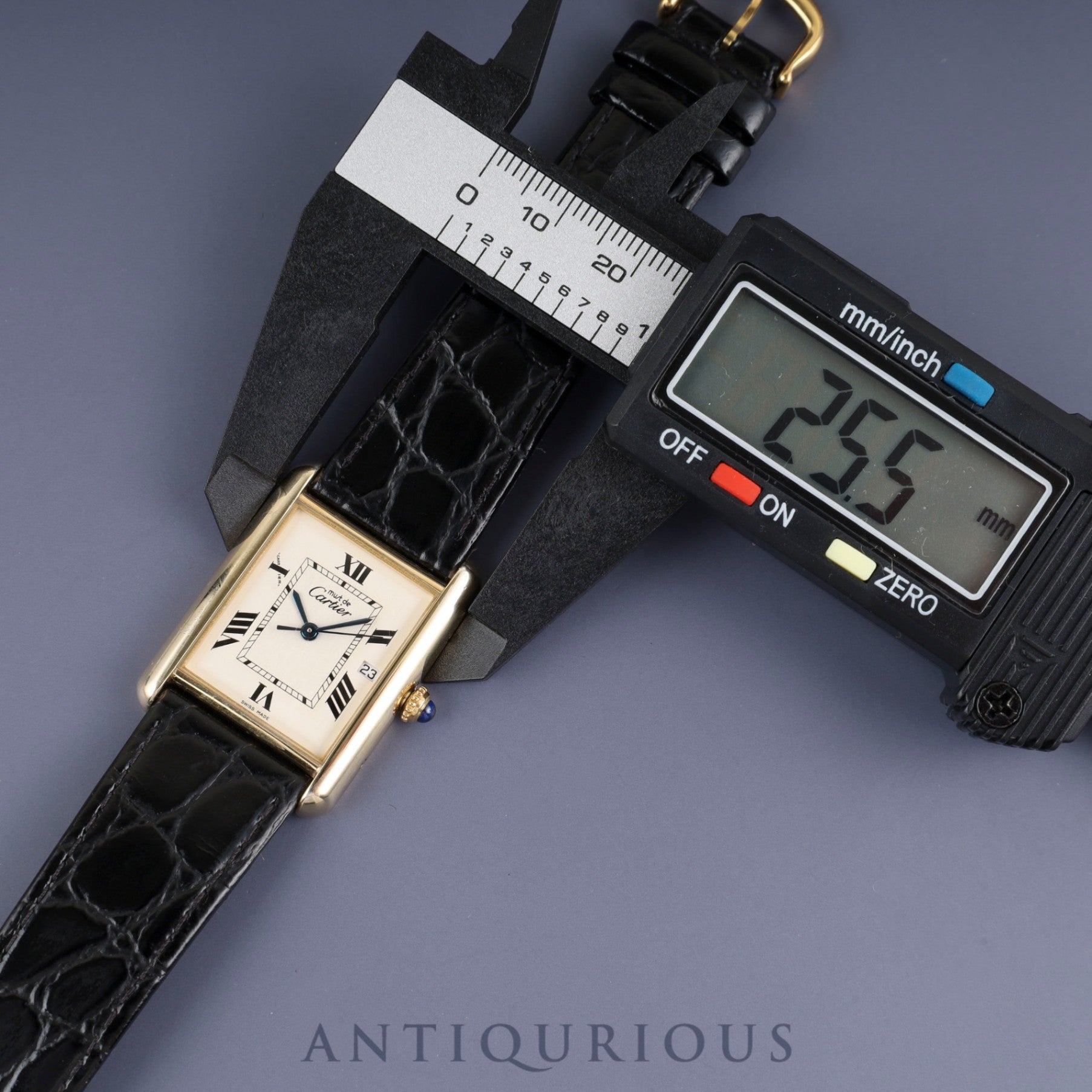 カルティエ マストタンク GM(XL) 2413 クォーツ Cal.87 SV925 革 純正尾錠(GP) ホワイト飛びローマン文字盤 オーバーホール済み