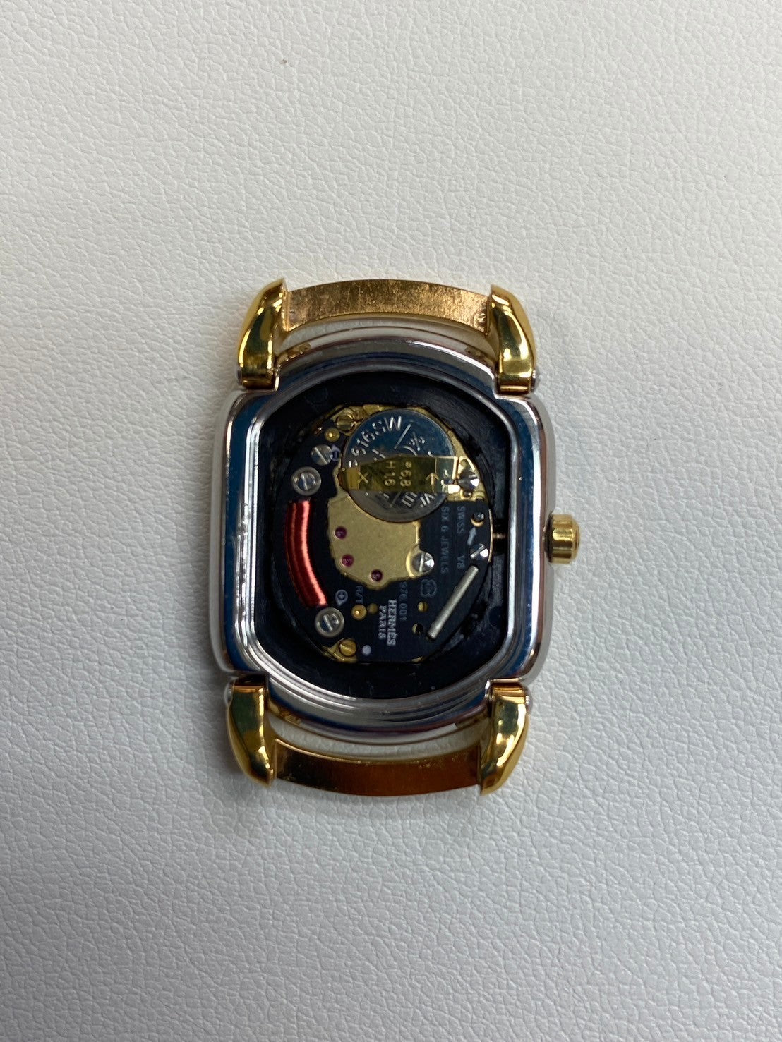 Hermes Rally 770301-4 Quartz Cal.976 001 SS/GP White Dial Warranty (1995) Box Overhauled