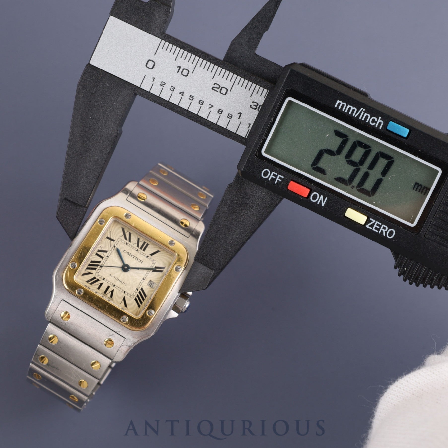 Cartier Santos Galbee LM W20058C4 / 2319 Automatic Cal.- SS / YG Guilloche Dial Overhauled