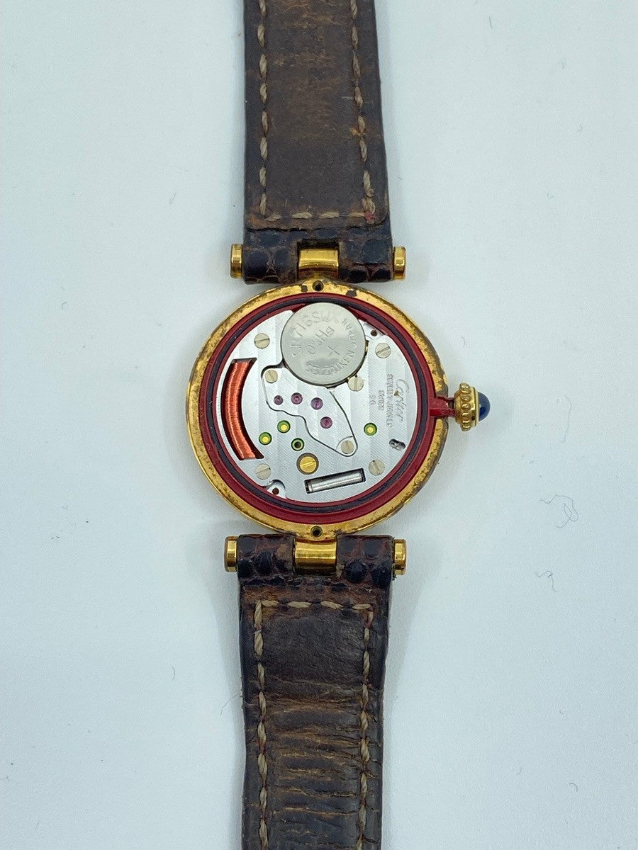 カルティエ マスト ヴァンドーム VLC SM 590004 クォーツ Cal.90 SV925 革 純正尾錠(GP) フロントトリニティ文字盤 オーバーホール済み