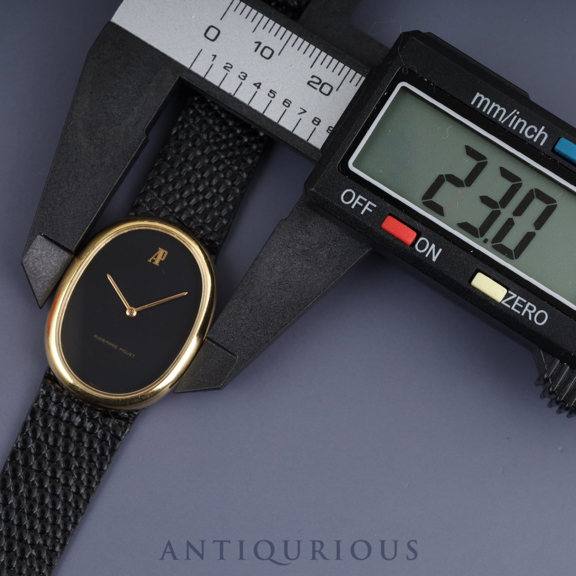 Audemars Piguet Oval Case Hand-wound Cal.2052 750 Leather Genuine Buckle (750) Black Dial Case Overhauled