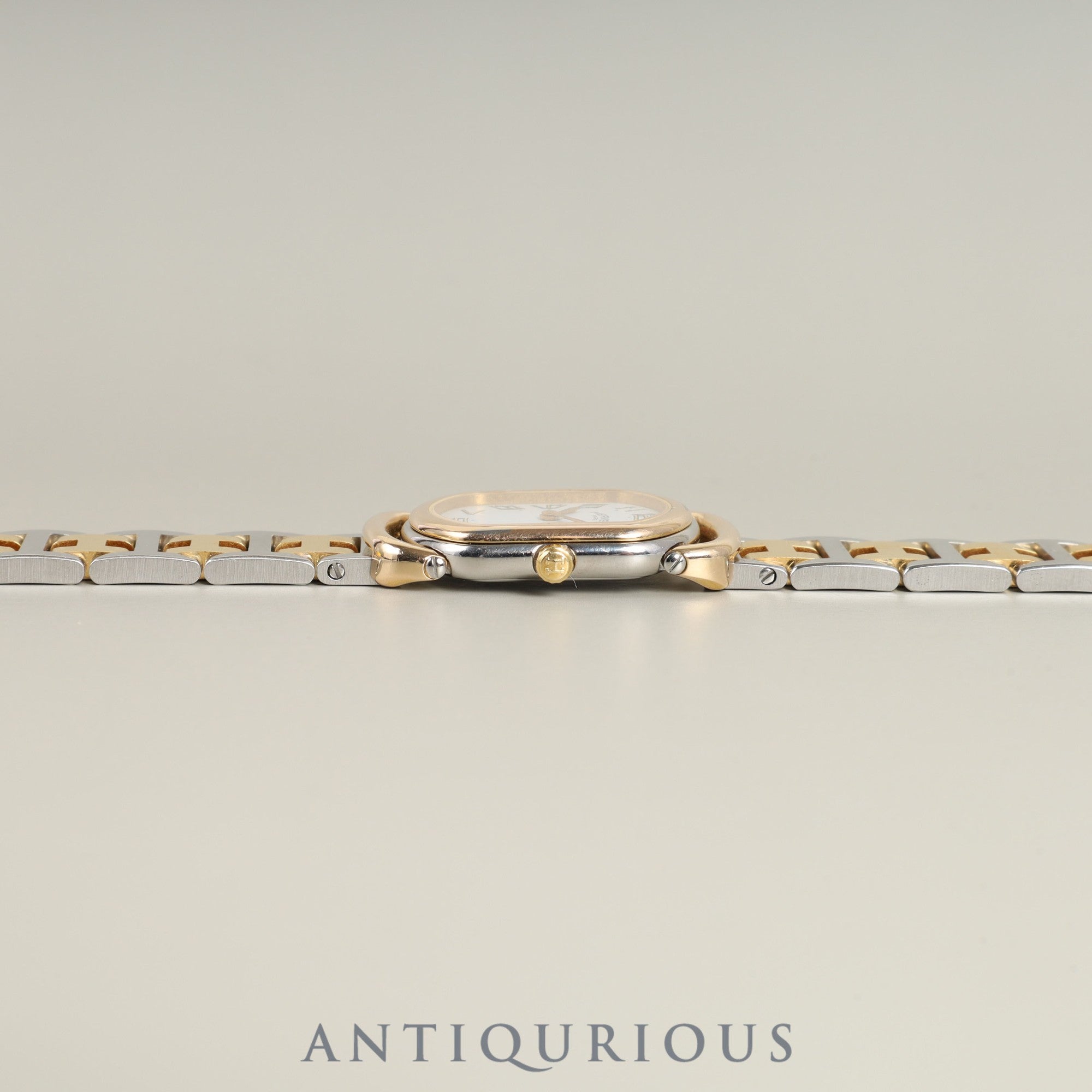 エルメス ラリー 77.03 クォーツ Cal.976.001 SS/GP SS/GP ホワイト文字盤 オーバーホール済み