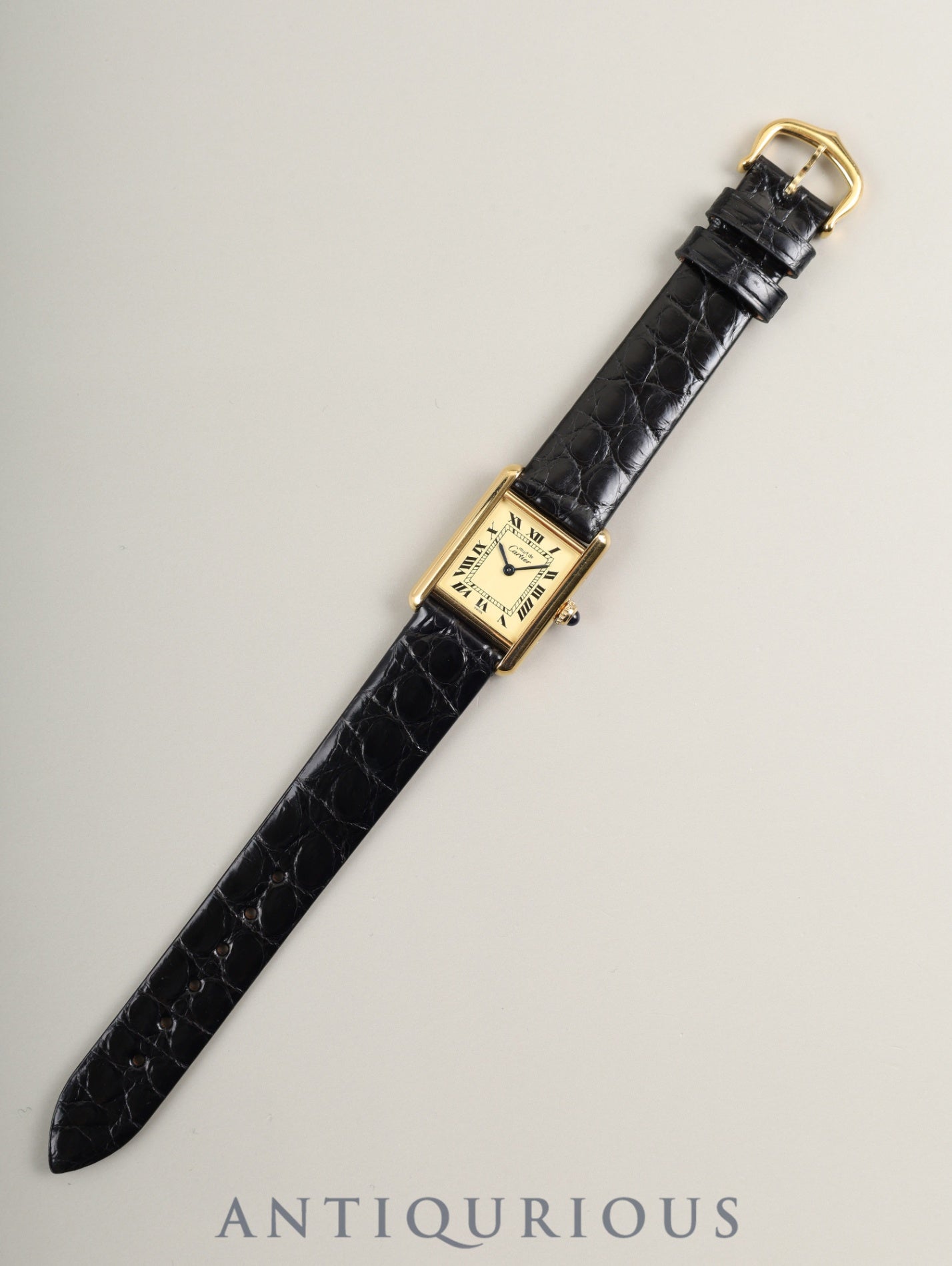 カルティエ マストタンク SM 5057001 クォーツ Cal.057 SV925 革 純正尾錠(GP)アイボリー文字盤(SWISS表記)箱 冊子 保証書(1995年/H7)オーバーホール済み