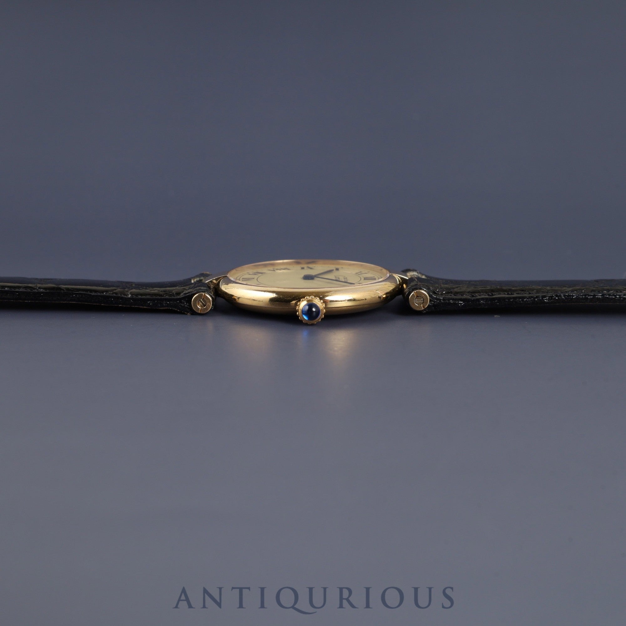 Cartier Must Vendôme VLC LM 590003 Quartz Caliber 90 SV925 Leather Strap with Genuine GP Buckle, Ivory Roman Dial, Overhauled