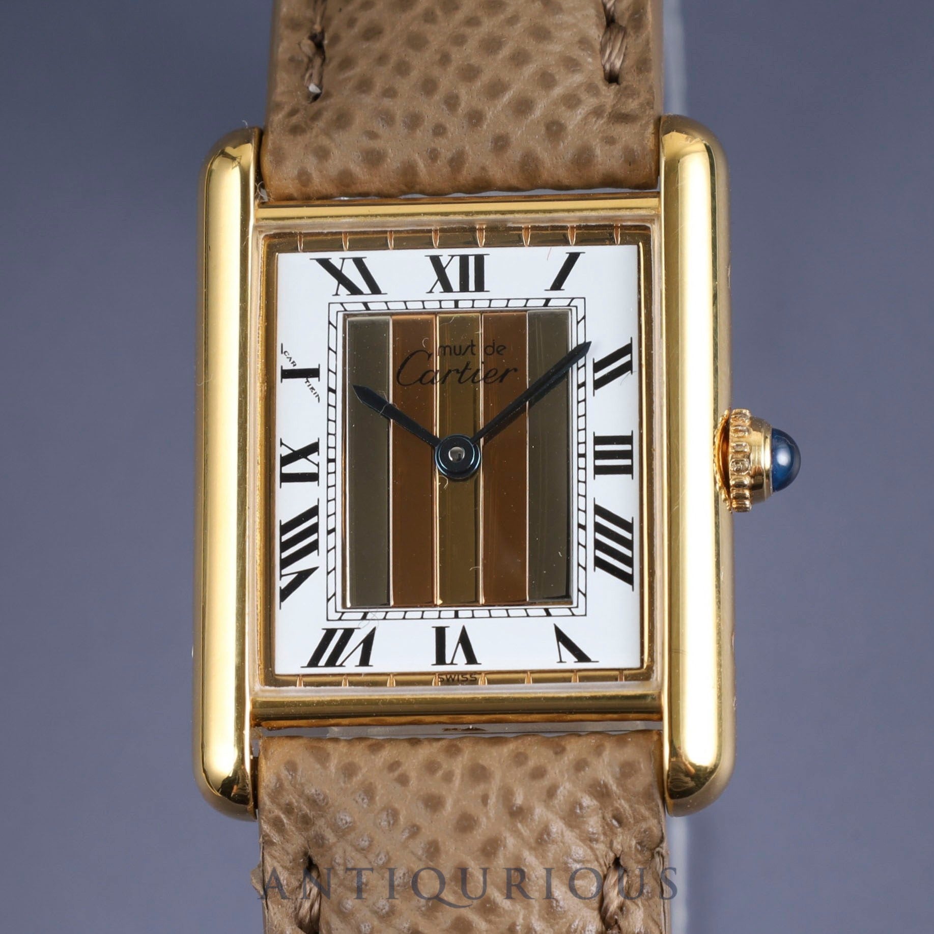 カルティエ マストタンク LM 590005 クォーツ Cal.90 SV925 革 純正尾錠(GP) フロントトリニティ文字盤 オーバーホール済み 新品仕上げ済み