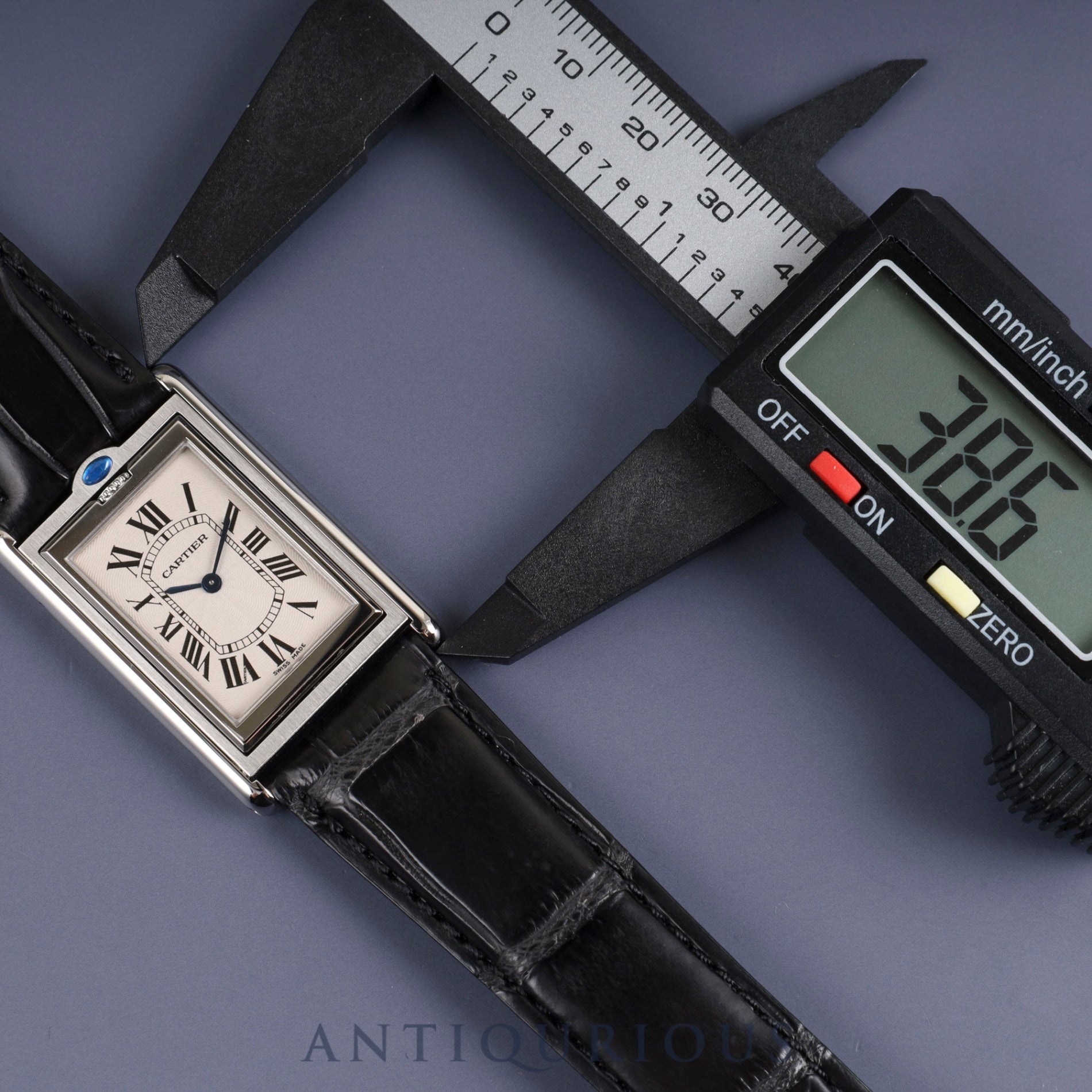 Cartier Tank Basculante LM W10X1358 / 2390 Manual winding SS Leather Genuine buckle (SS) Silver dial Box Complete service (full maintenance) completed at Cartier boutique
