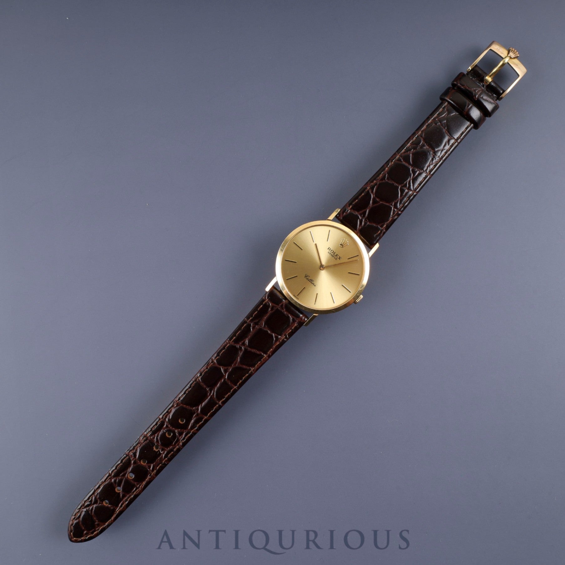 Rolex Cellini 4112 Manual Winding Cal. 1601 750 Leather Strap Genuine Buckle (GP) Gold Dial 43 Series (1975) Warranty (1984) Overhauled