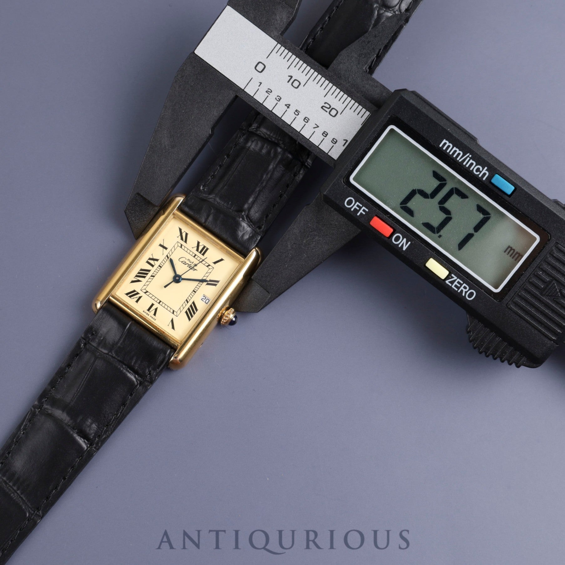 Cartier Must Tank GM (XL) W1017454 / 2413 Quartz Cal.687 SV925 Leather Genuine Buckle (GP) Ivory Roman Dial Overhauled