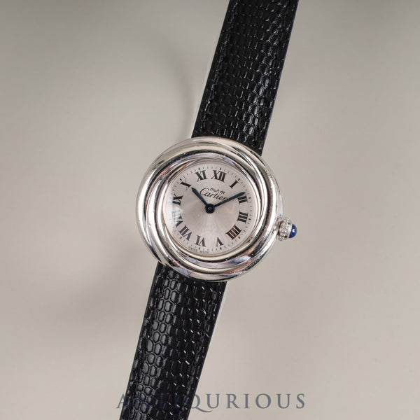 Cartier Must Trinity W1014945 / 2439 Quartz Cal.157 SV925 Leather Genuine Buckle (SS) Silver Roman Dial Overhauled