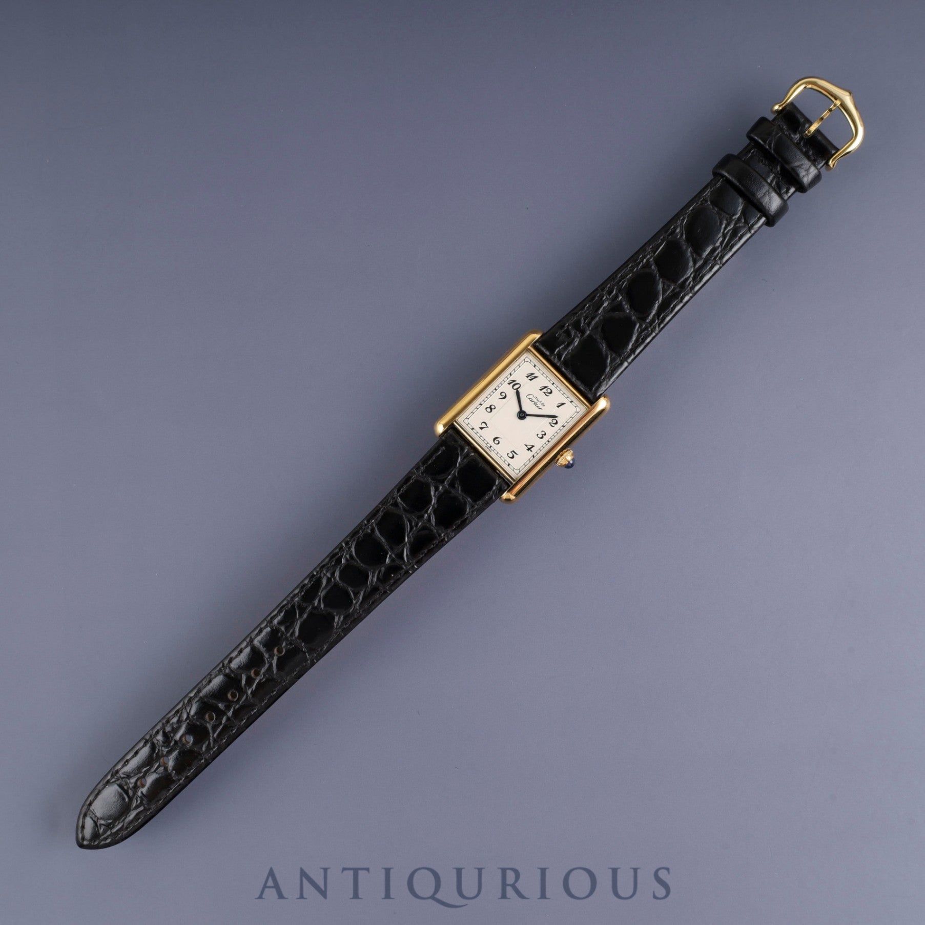 カルティエ マストタンク LM 590005 クォーツ SV925 革 純正尾錠(GP)アラビア文字盤 カルティエブティックにてコンプリートサービス済み