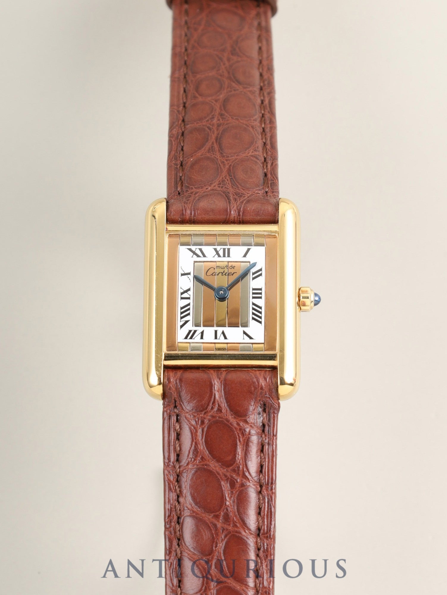 カルティエ マストタンク SM 84919223 / 3 66001 クォーツ Cal.66 SV925 革 純正ピンバックル(GP)フロントトリニティ文字盤(SWISS表記)済み