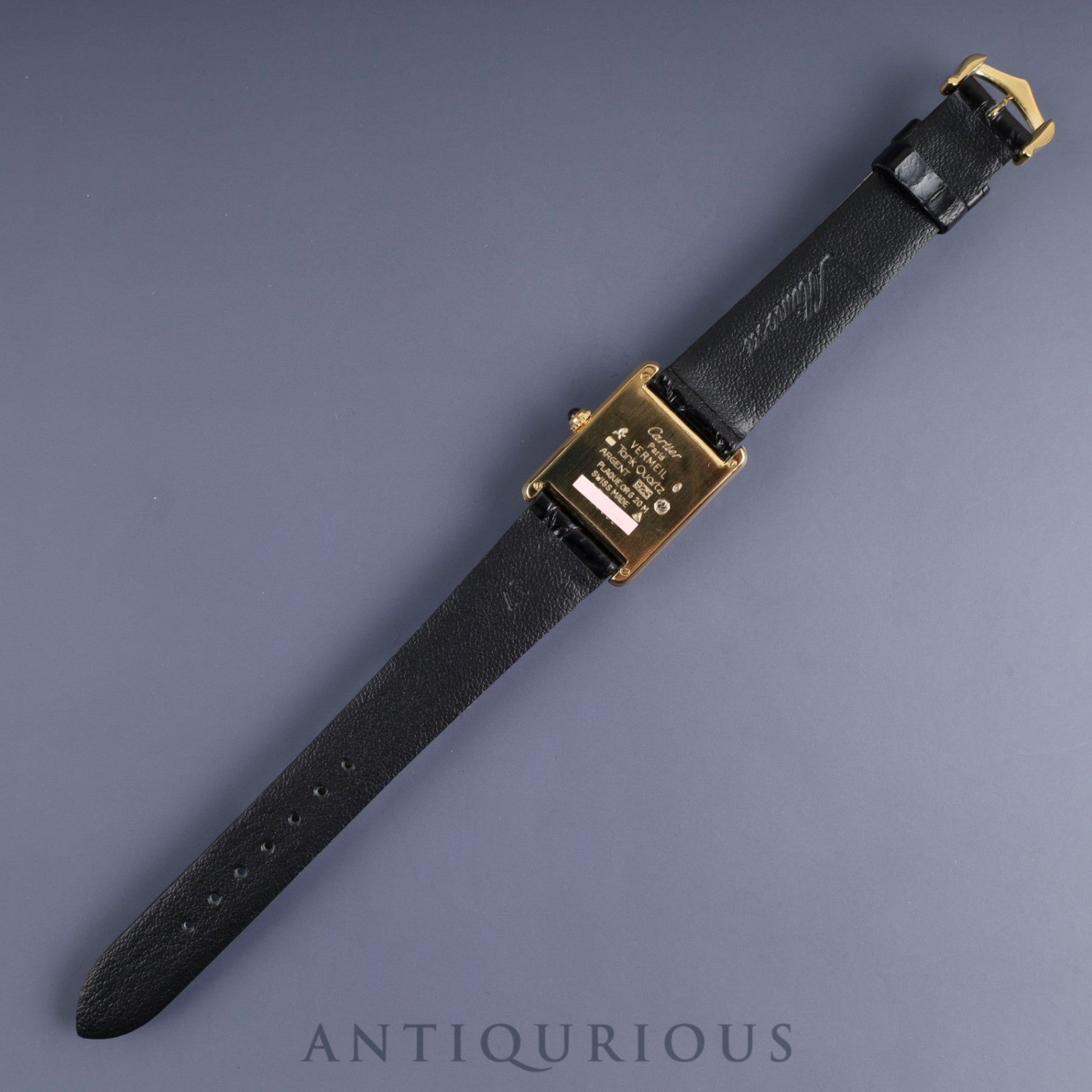 Cartier Must Tank LM 590005 Quartz Cal.690 SV925 Leather Genuine Buckle (GP) Flying Arabic CC Dial Box Booklet Warranty (1993) Overhauled and refinished to like new condition