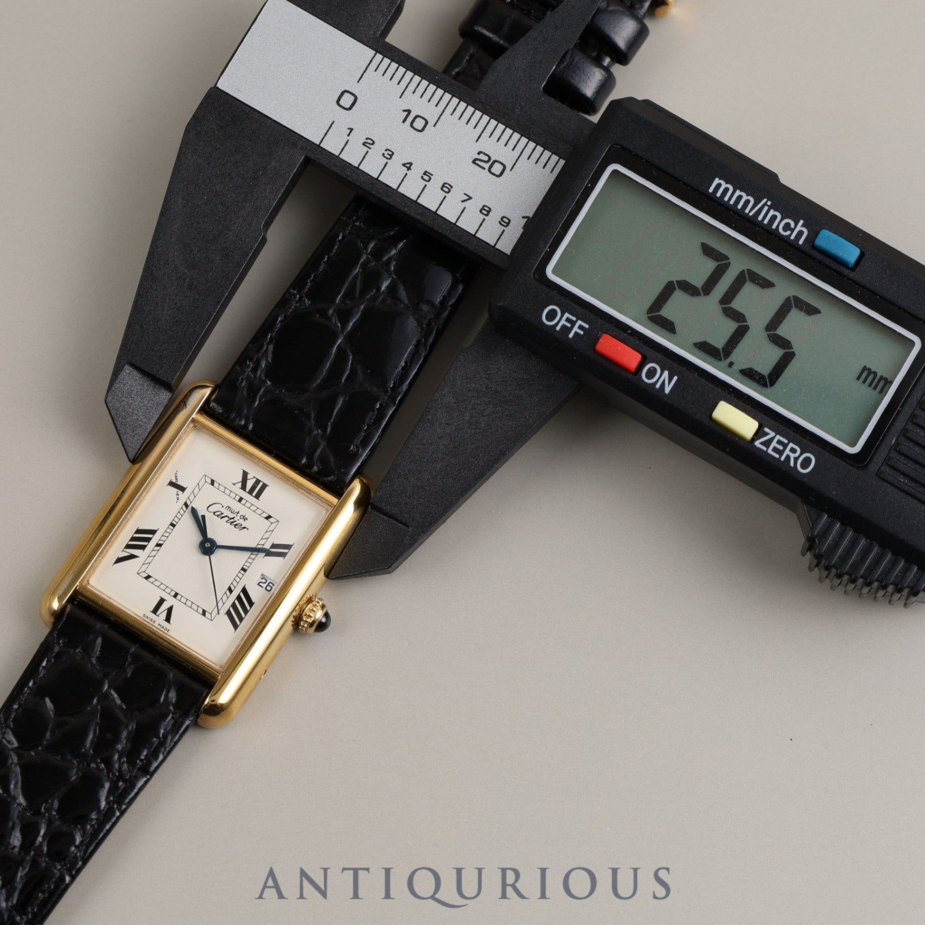 Cartier Must Tank GM (XL) Date QZ W1013754 / 2413 Cal.687 SV925 Leather Genuine Buckle (GP) White Flying Roman CC Dial