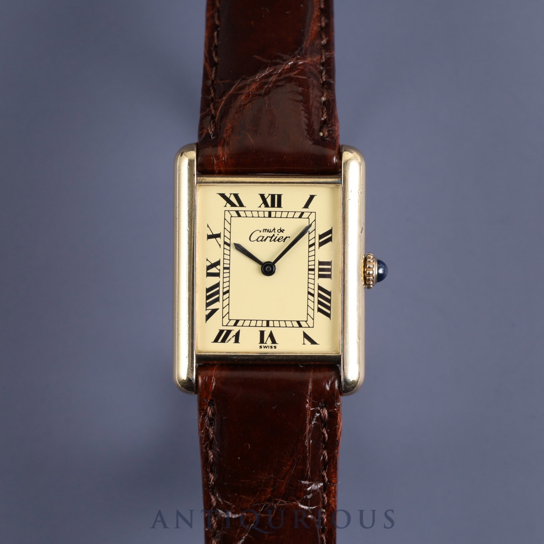 Cartier Must Tank LM Manual winding Cal.78-1 Leather Genuine buckle (GP) Ivory Roman dial Overhauled