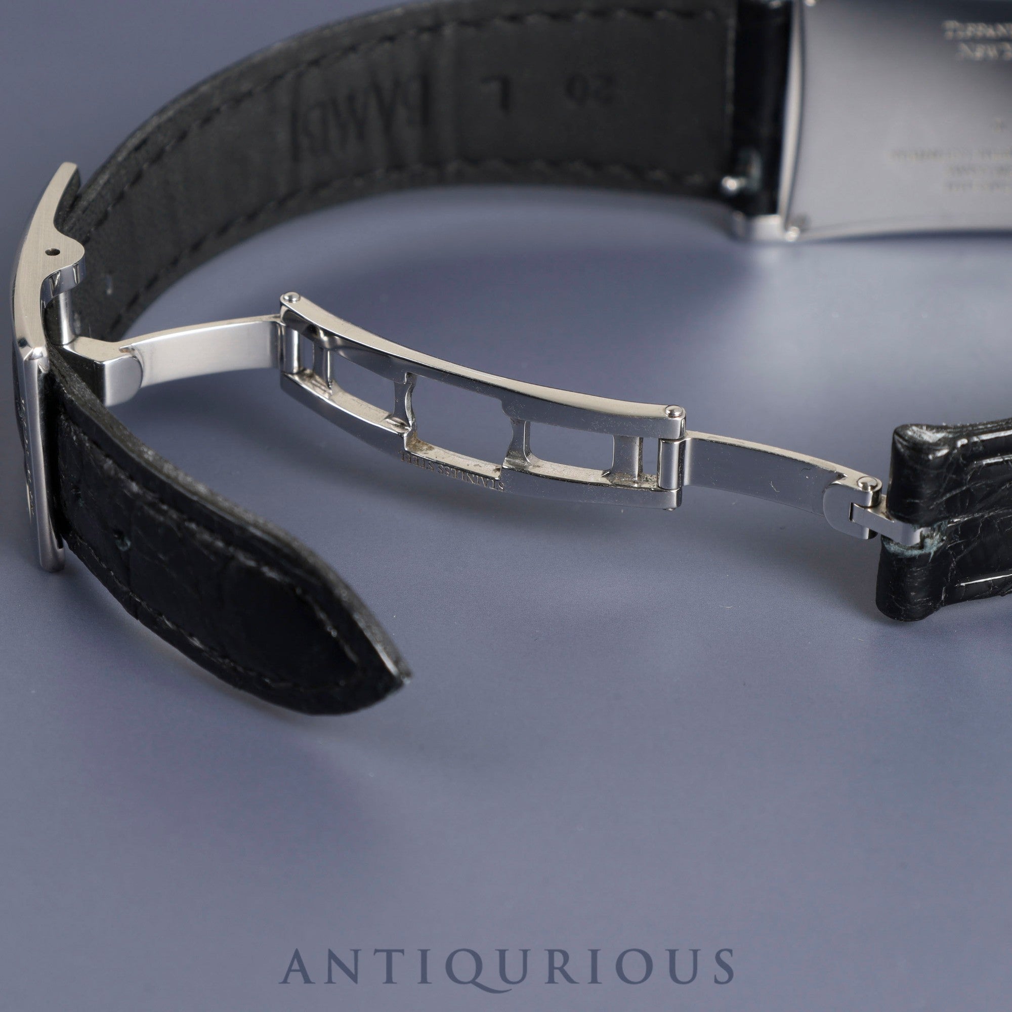 ティファニー イーストウエスト 34677352 クォーツ SS 革 純正Dバックル(SS) ブラック文字盤 オーバーホール済み