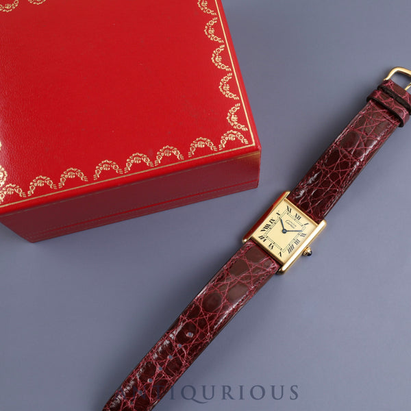 Cartier Must Tank LM 590005 Quartz Cal.90 SV925 Genuine leather strap Genuine buckle (GP) Ivory Roman dial Box Overhauled