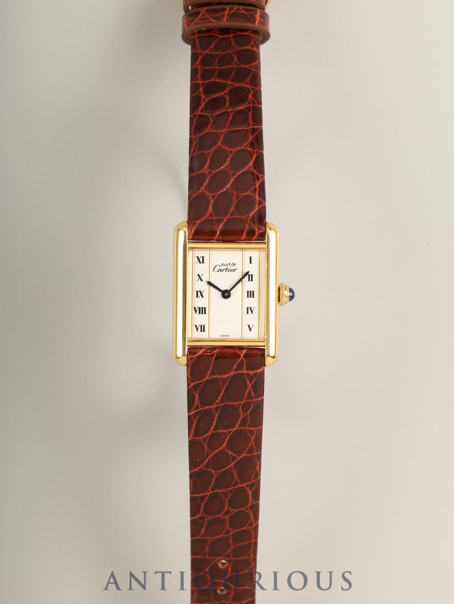 カルティエ マストタンク SM W1003053 / 5057001 クォーツ Cal.057 SV925 革 純正ピンバックル(GP)ストレートローマン文字盤(SWISS表記)箱 冊子 保証書(1991年) オーバーホール済み 新品仕上げ済み