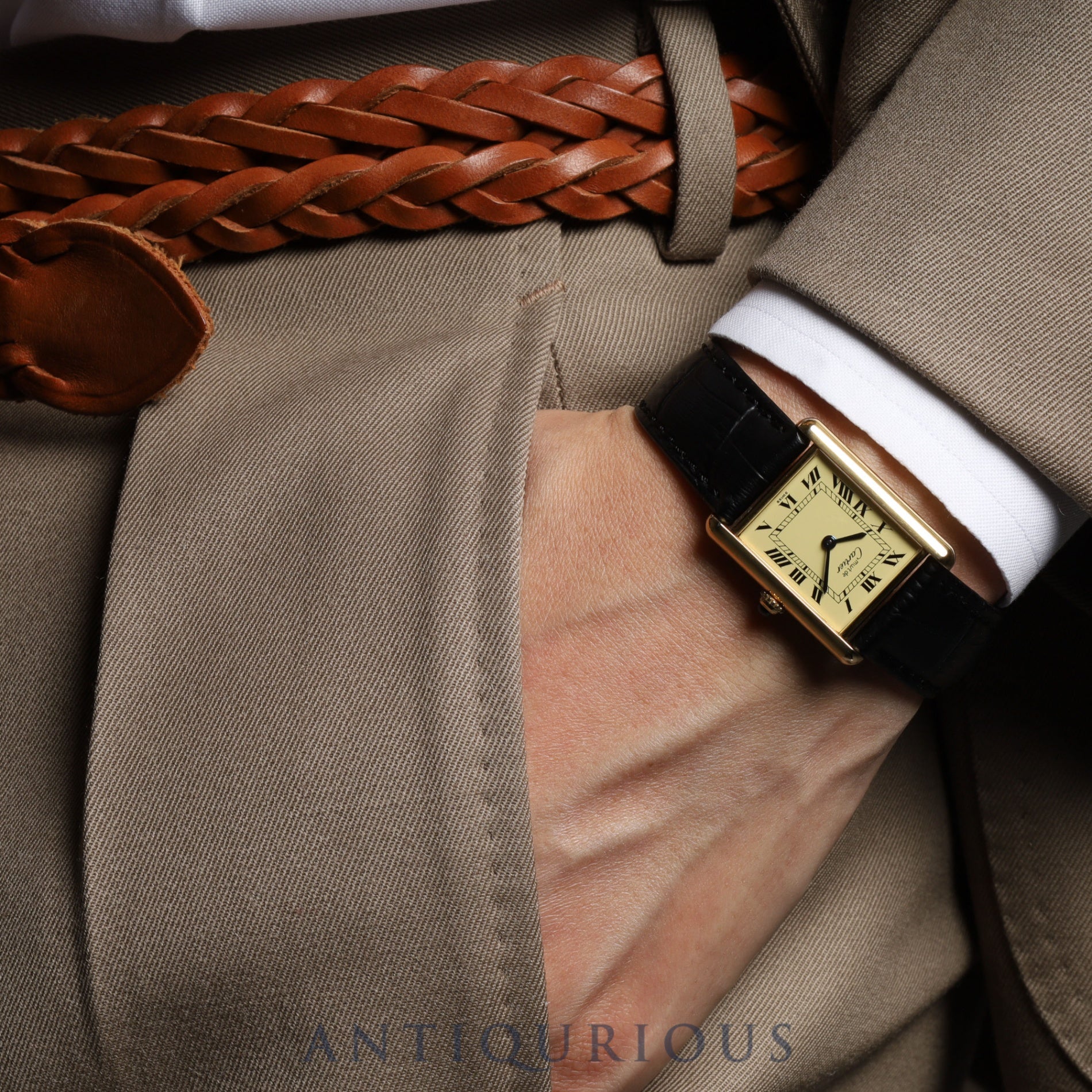 Cartier Must Tank LM QZ Ivory Roman Dial