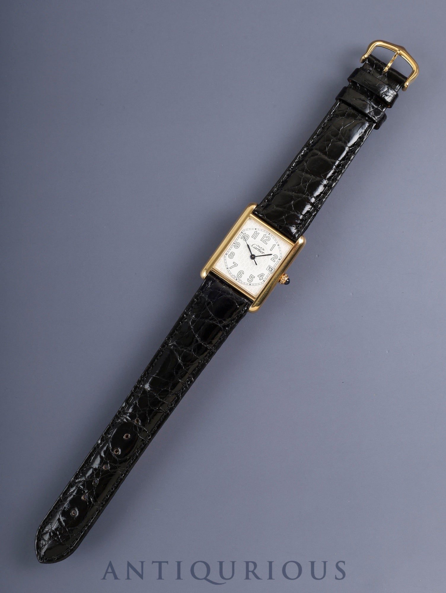 カルティエ マストタンク GM(XL) 2413 クォーツ Cal.87 SV925 革 純正ピンバックル(GP) テレフォンアラビア文字盤 (SWISS MADE表記) 箱 オーバーホール済み