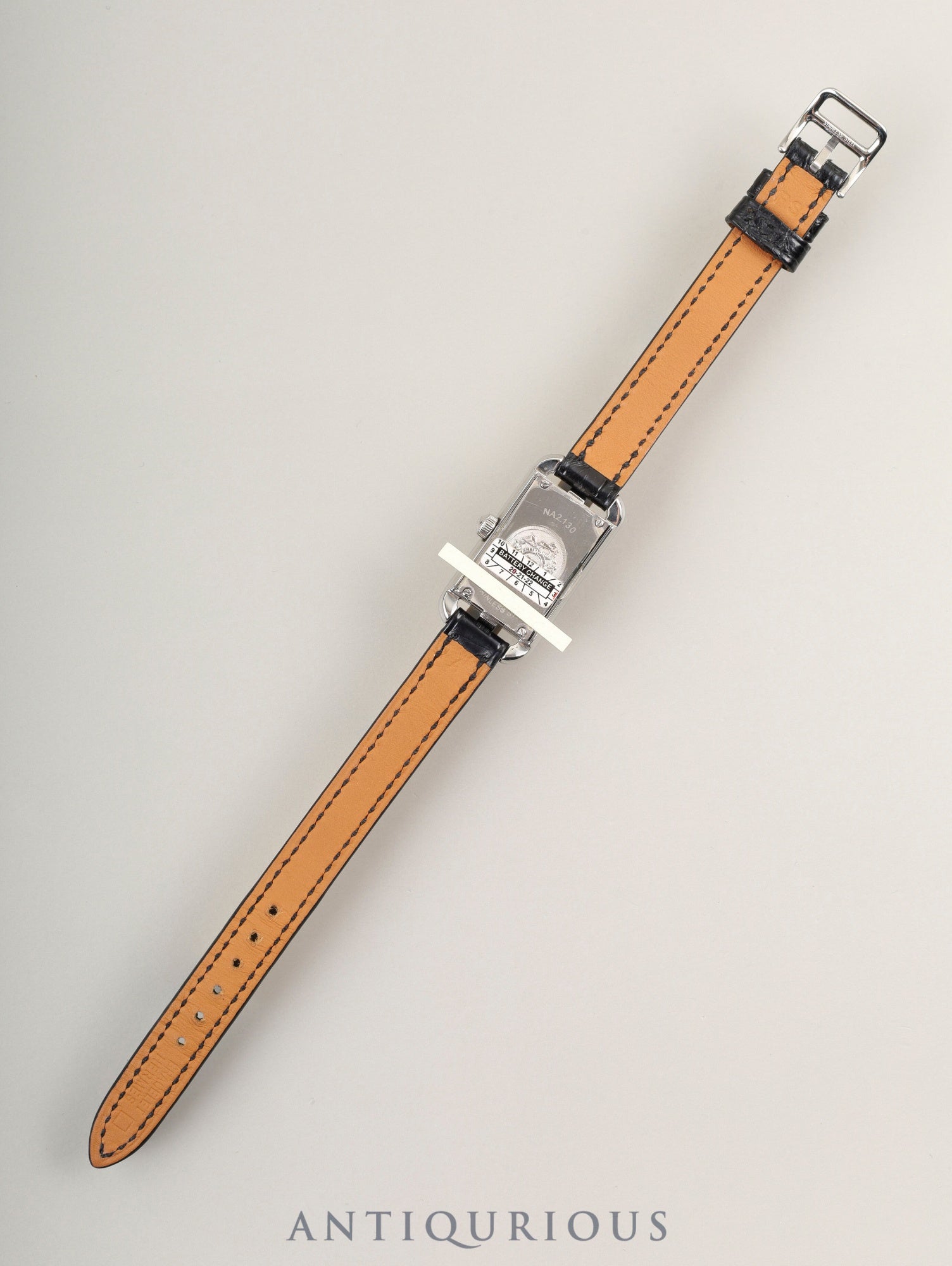 エルメス ナンタケット NA2.130 クォーツ SS 純正革ベルト(A刻印:2017年) 純正尾錠(SS) ブラック文字盤 ダイヤベゼル オーバーホール済み