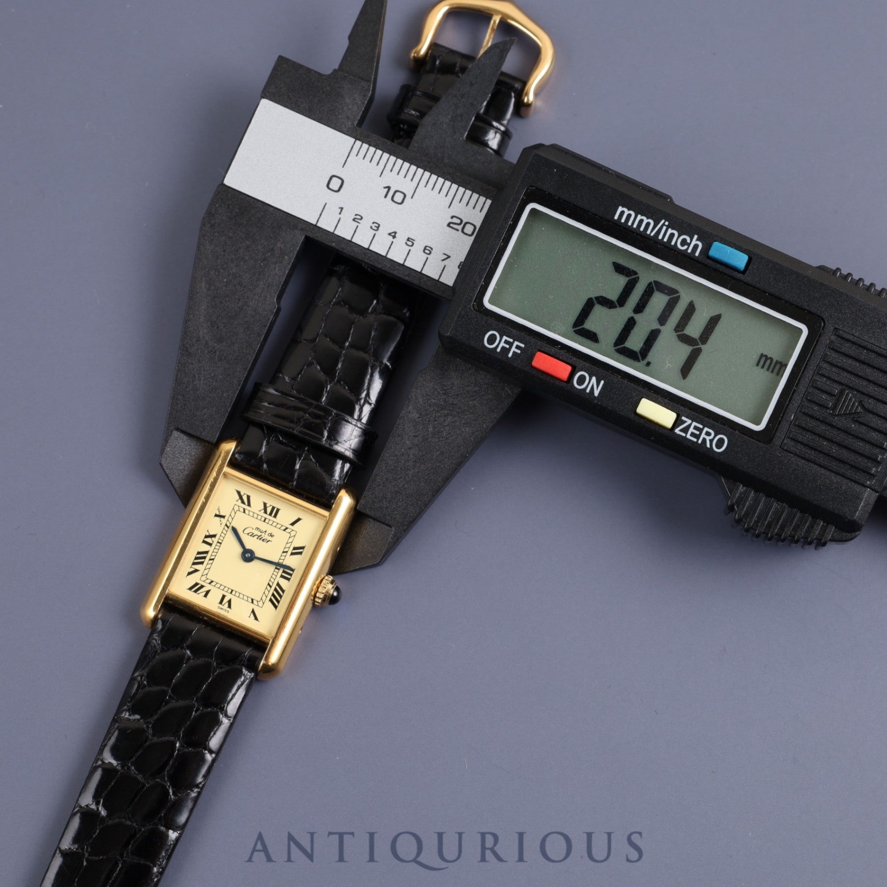 Cartier Must Tank SM 1613 Quartz Cal.057 SV925 Leather Genuine Buckle (GP) Ivory Dial Box Booklet Overhauled