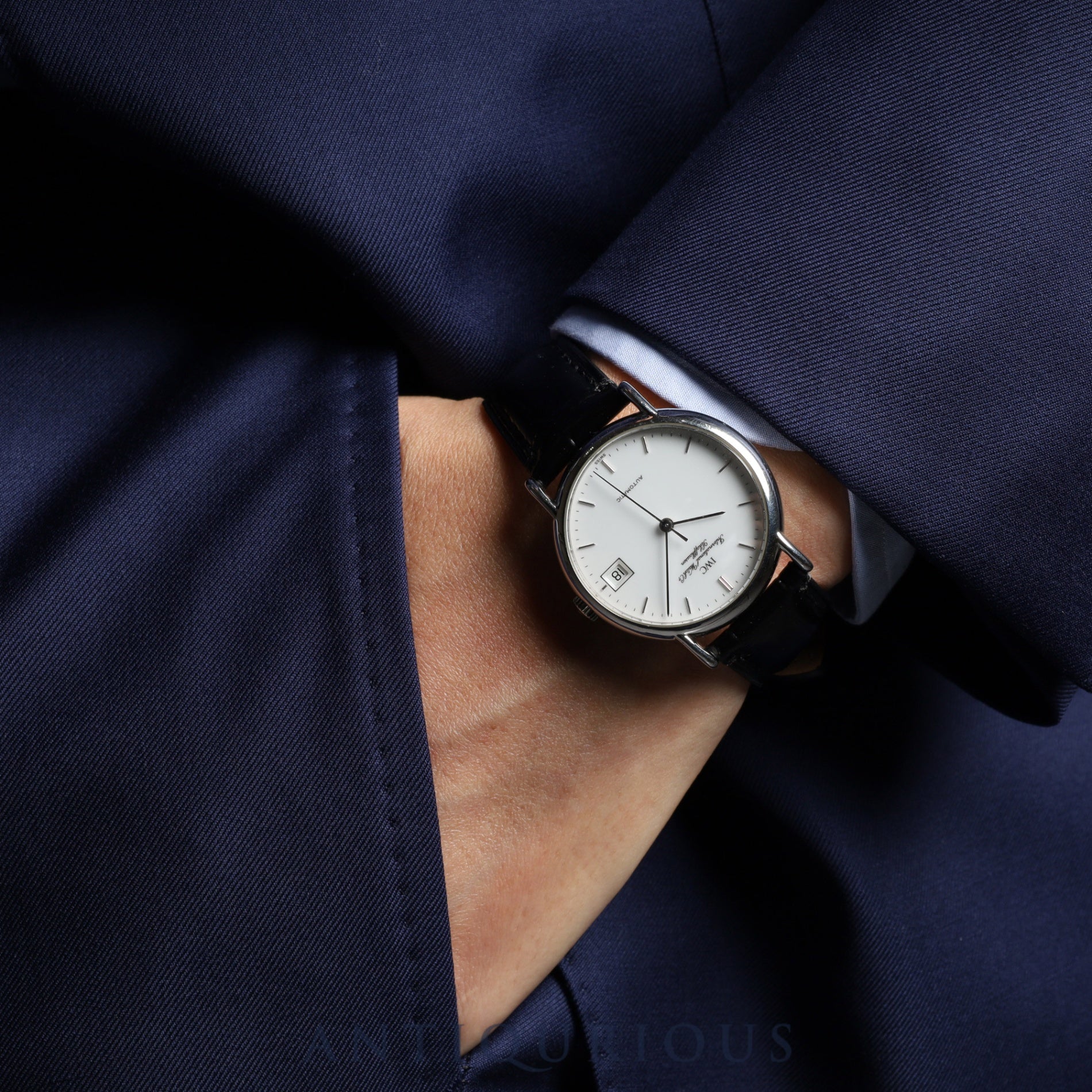 IWC Portofino IW351320 Automatic SS Leather Genuine Buckle (SS) White Dial Warranty (1995) Overhauled IWC