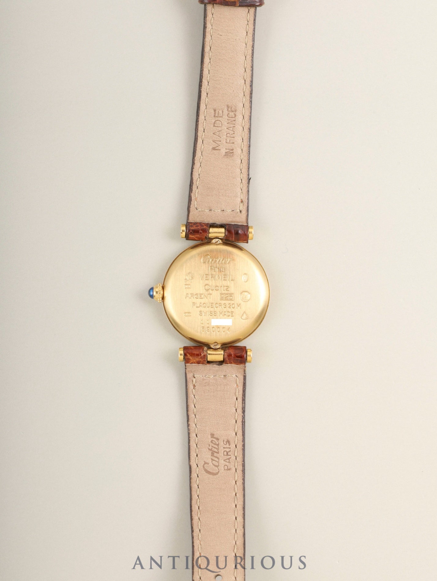 カルティエ マスト ヴァンドーム VLC SM 590004 クォーツ Cal.90 SV925 純正革ベルト 純正尾錠(GP)アイボリーローマン文字盤 箱 冊子 保証書(1994年)オーバーホール済み