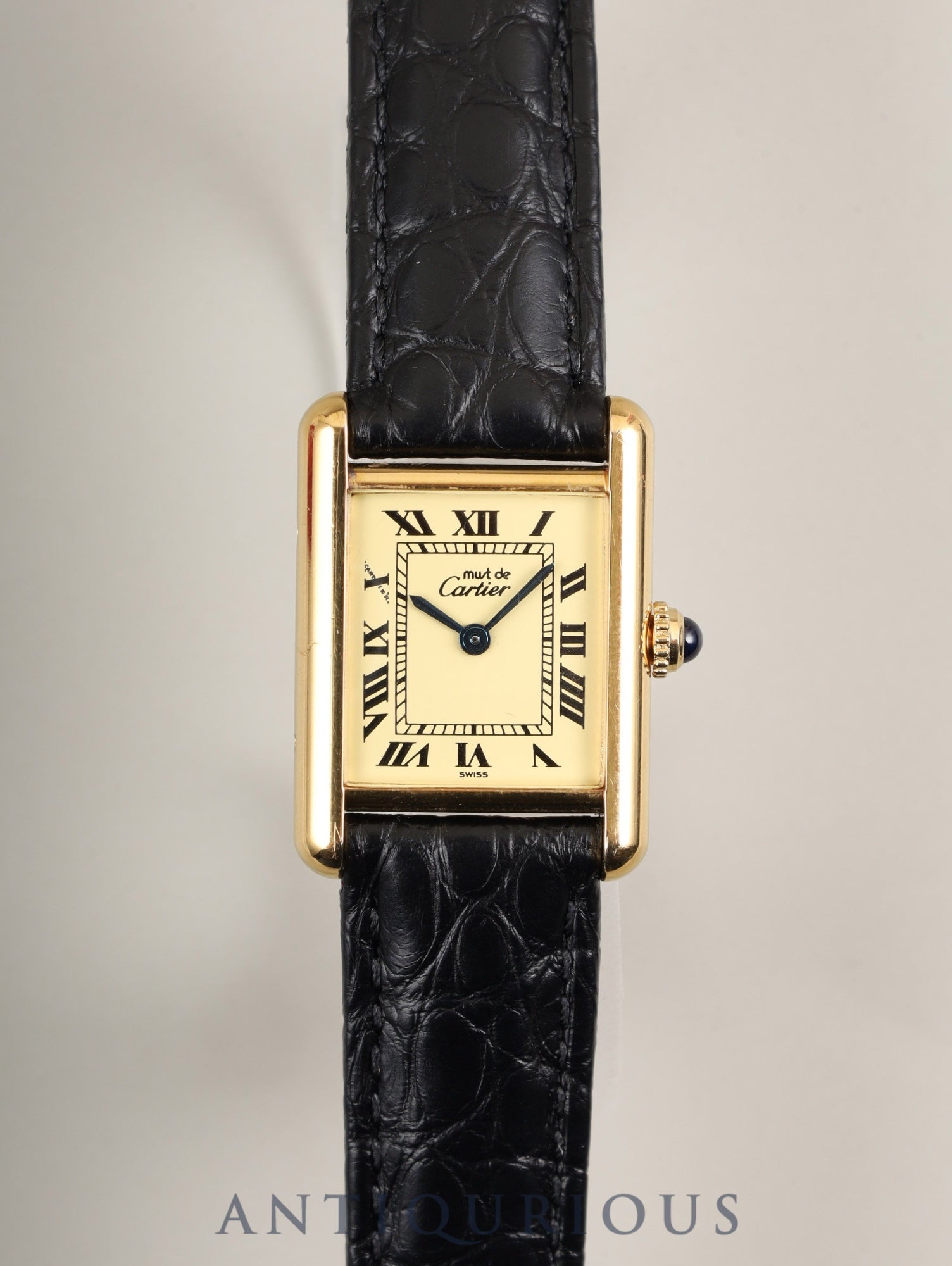 カルティエ マストタンク SM W1003154 / 1613 クォーツ Cal.057 SV925 革 純正Dバックル(GP) アイボリーローマン文字盤 箱 オーバーホール済み