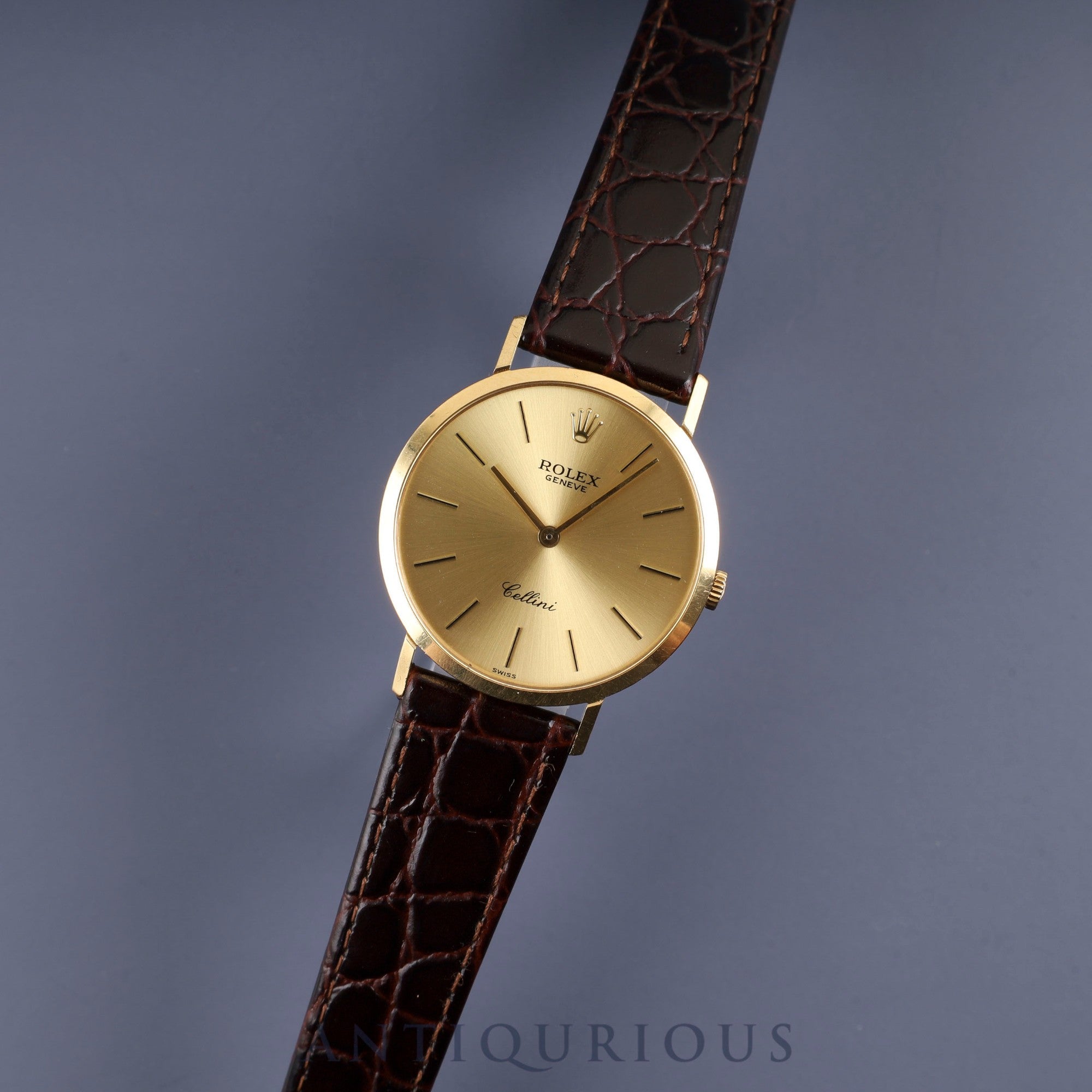 Rolex Cellini 4112 Manual Winding Cal. 1601 750 Leather Strap Genuine Buckle (GP) Gold Dial 43 Series (1975) Warranty (1984) Overhauled