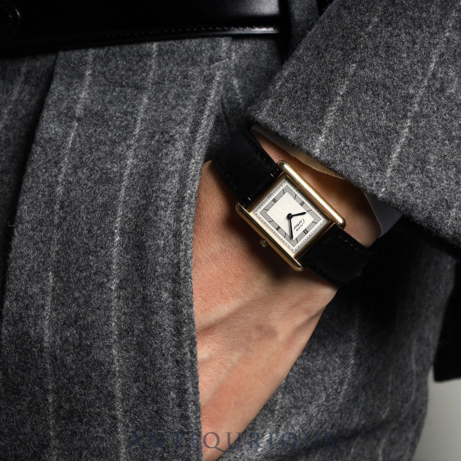 Cartier Must Tank LM QZ 6 81006 Flying Roman Silver Dial