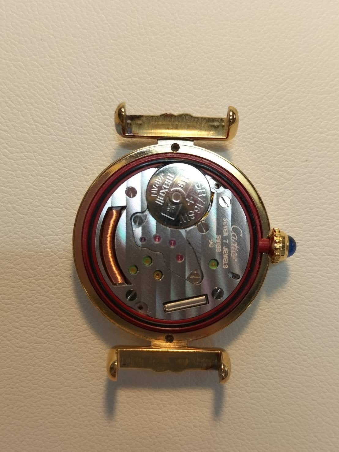 Cartier Must Colisée 590002 Quartz Cal.90 SV925 Original Leather Strap Original Pin Buckle (GP) Ivory Roman Dial (SWISS marking) Box Overhauled