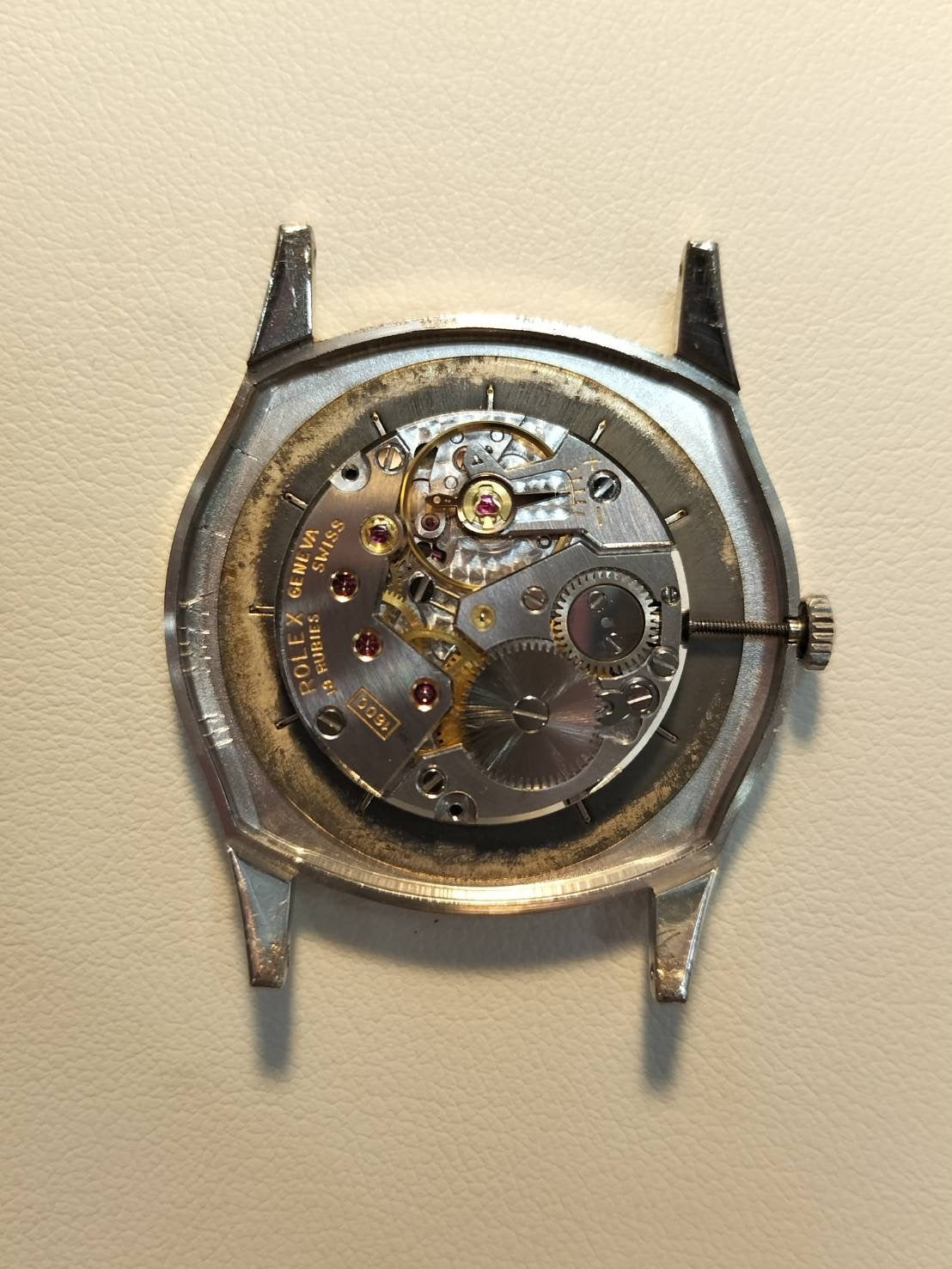 Rolex Cellini 3804 Manual winding Cal.1600 750 Leather Genuine buckle (SS) Grey dial 30 series (1970) Genuine replacement belt Overhauled