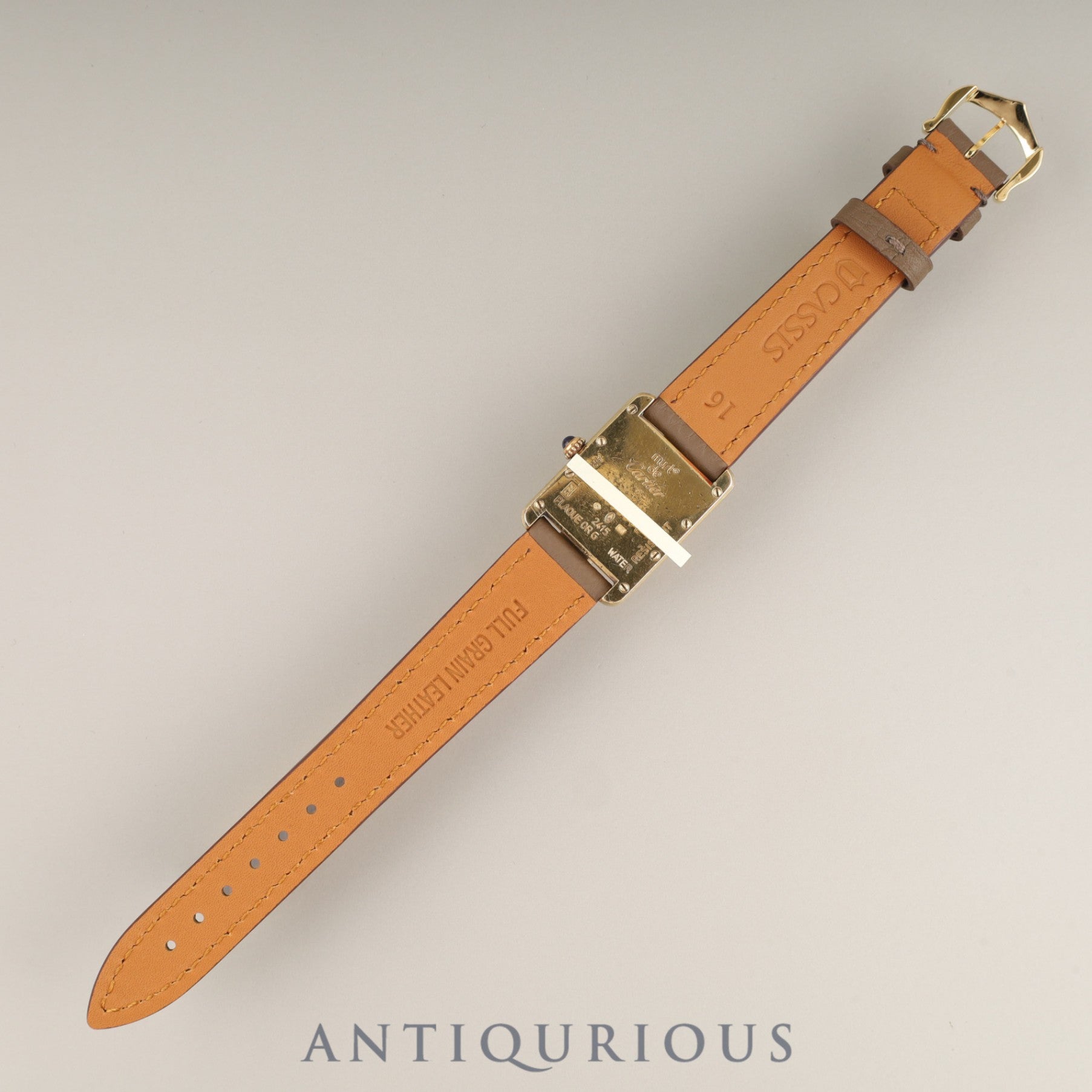 Cartier Must Tank MM 2415 Quartz Caliber - SV925 Leather Strap with Genuine GP Buckle, Ivory Roman Dial, Booklet, Overhauled