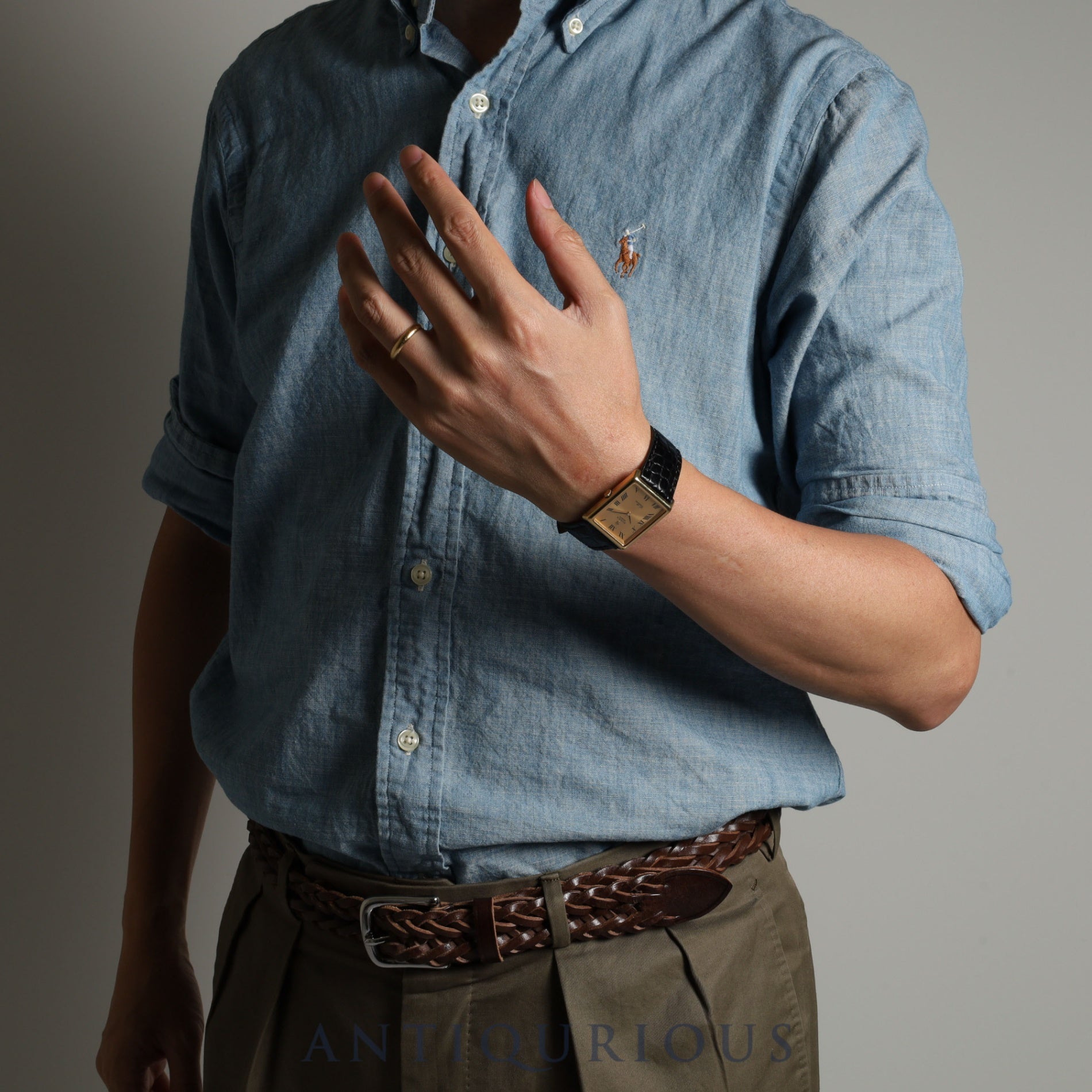 ロレックス チェリーニ 4105 手巻き Cal.1600 YG 革 純正尾錠(GP)ゴールド文字盤 4番(1976年)