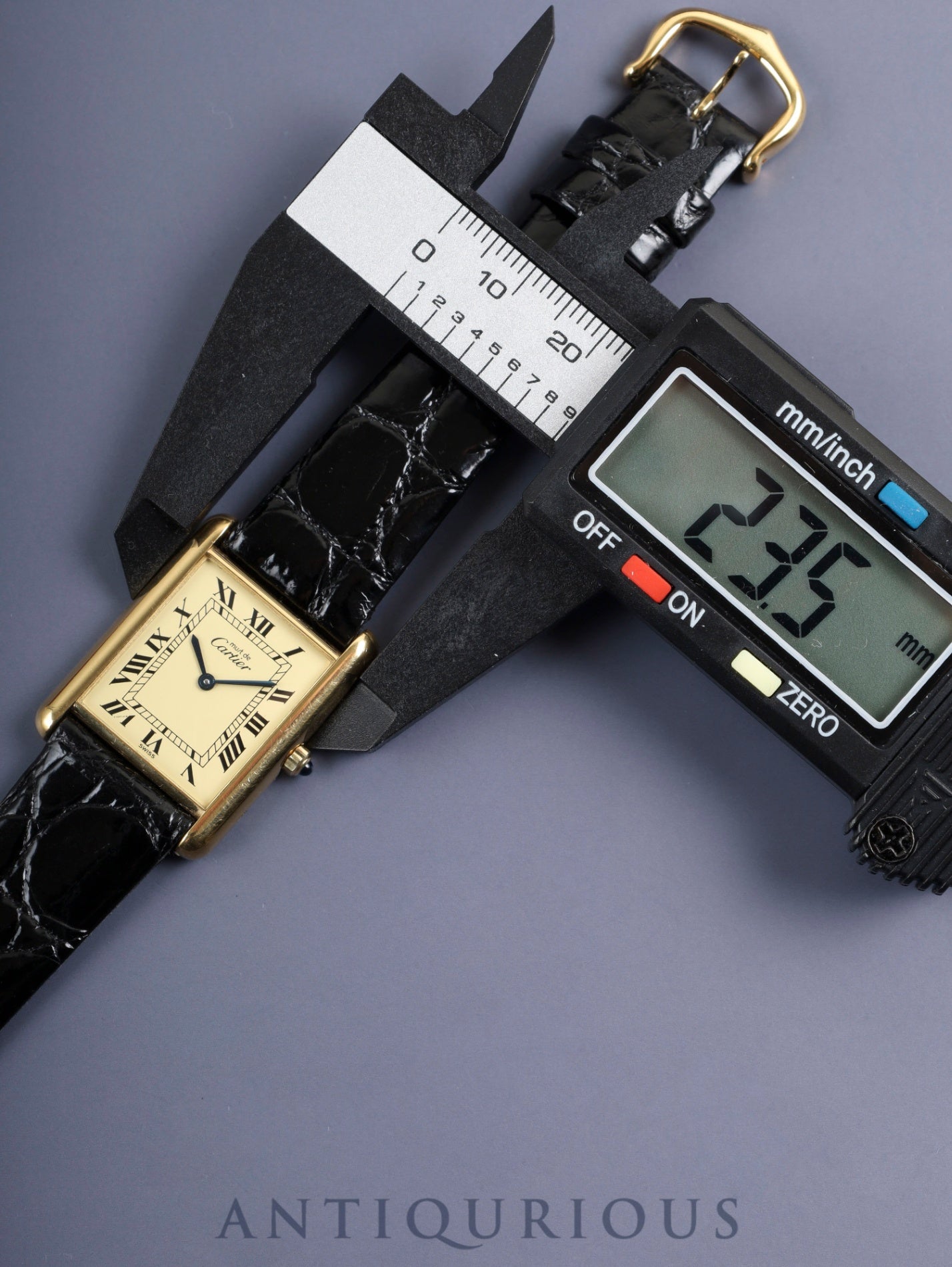 カルティエ マストタンク LM 681006 クォーツ Cal.81 SV925 革 純正尾錠(GP)アイボリーローマン文字盤 オーバーホール済み