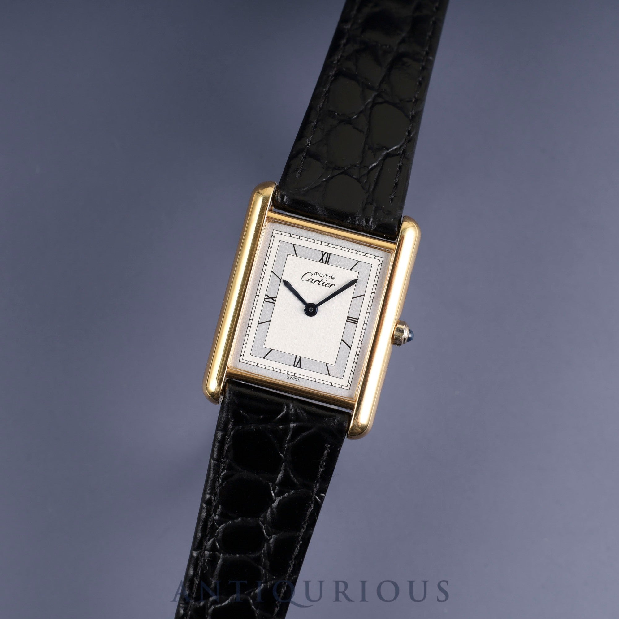 Cartier Must Tank LM 6 81006 Quartz SV925 Leather Genuine Buckle (GP) Grey Roman Dial Complete service (full maintenance) completed at Cartier boutique