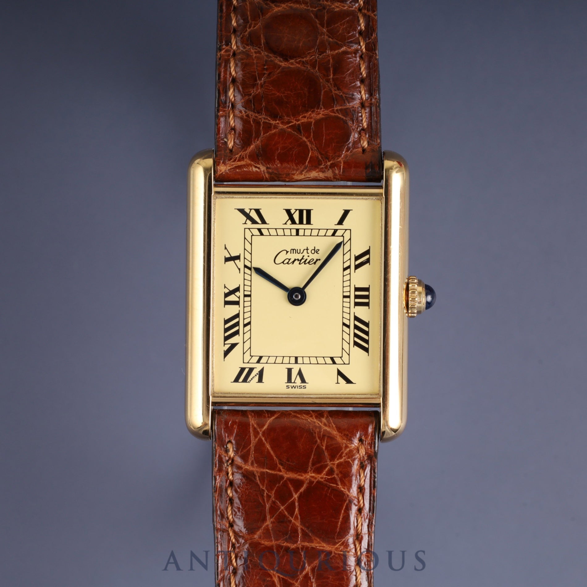 Cartier Must Tank LM 590005 Quartz Cal.90 SV925 Genuine Leather Strap (Slightly Used) Genuine Buckle (GP) Ivory Roman Dial Overhauled