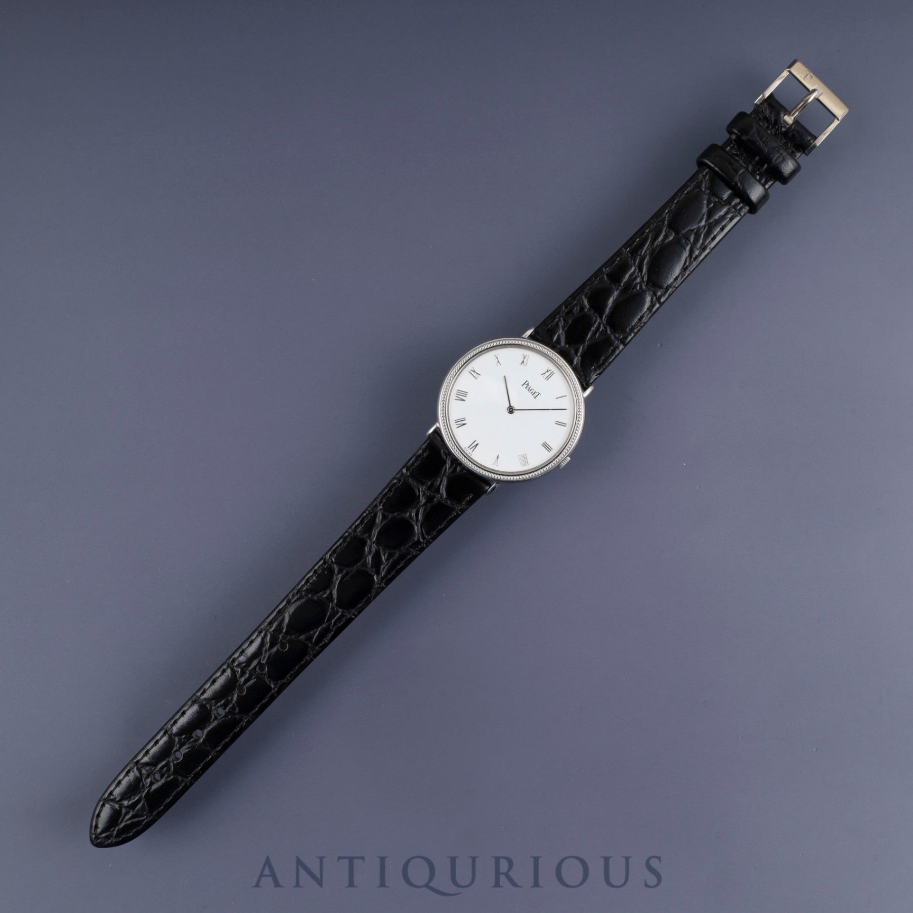 Piaget Round 90231 Manual winding Cal.9P2 750 Leather Genuine buckle (750) White Roman dial Overhauled