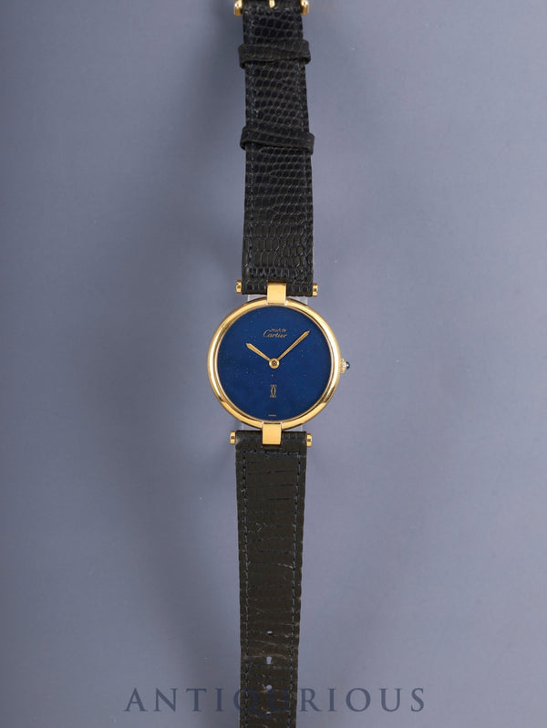 カルティエ マスト ヴァンドーム VLC LM 17 クォーツ Cal.81 SV925 革 純正ピンバックル(GP)ラピスラズリ文字盤(SWISS表記) オーバーホール済み