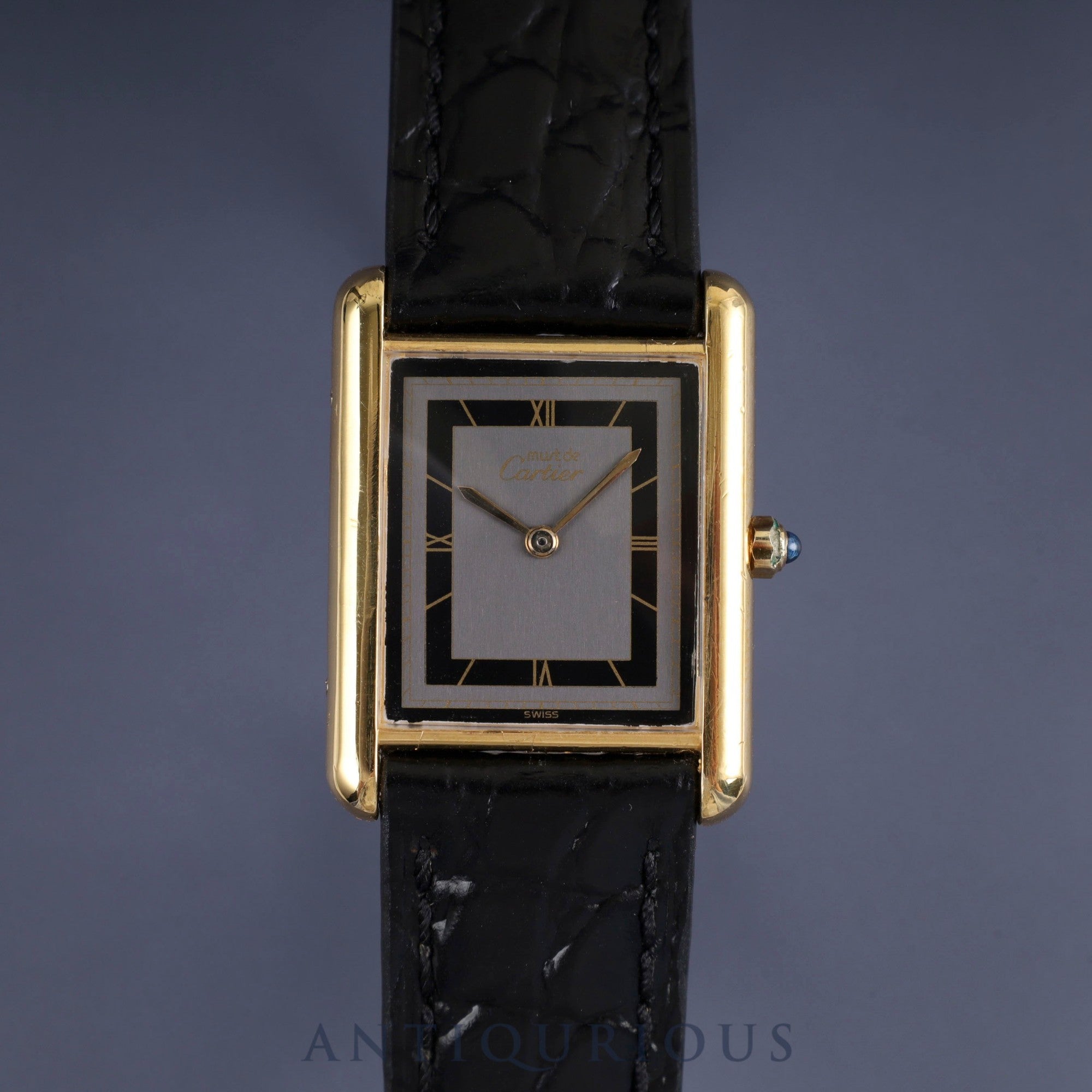 カルティエ マストタンク LM 6 81006 クォーツ Cal.81 SV925 革 純正尾錠(GP) グレーローマン文字盤 箱 冊子 保証書(1985年)オーバーホール済み 新品仕上げ済み