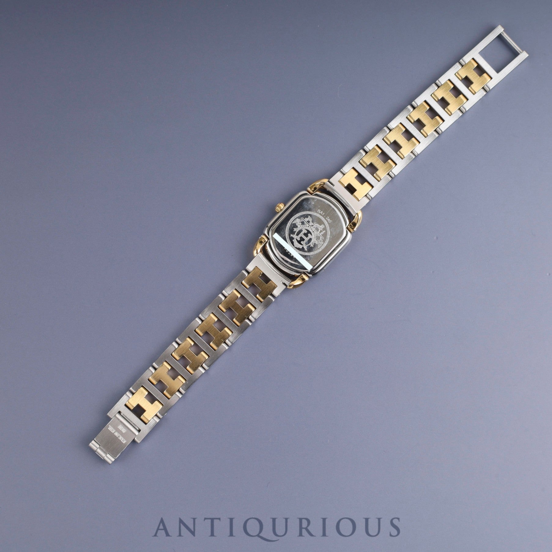 Hermes Rally RA1.240 Quartz Cal.976.001 SS/GP SS/GP White Dial Box Warranty (unsigned) Overhauled