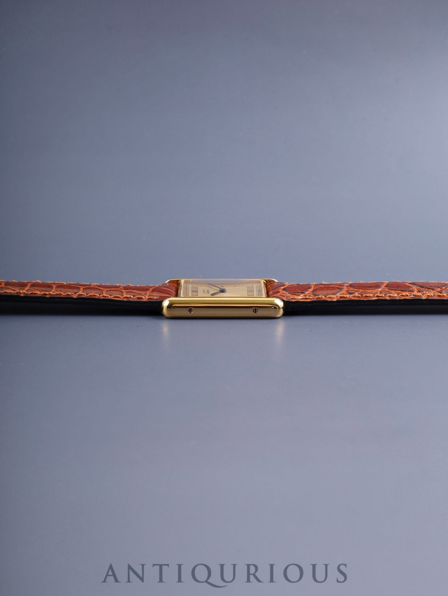 Cartier Must Tank LM 6 81006 Quartz Cal.859 SV925 Leather Original Pin Buckle (GP) Champagne Roman Numeral Dial (SWISS marking) With Original Leather Strap, Polished, Complete Service by Cartier Boutique