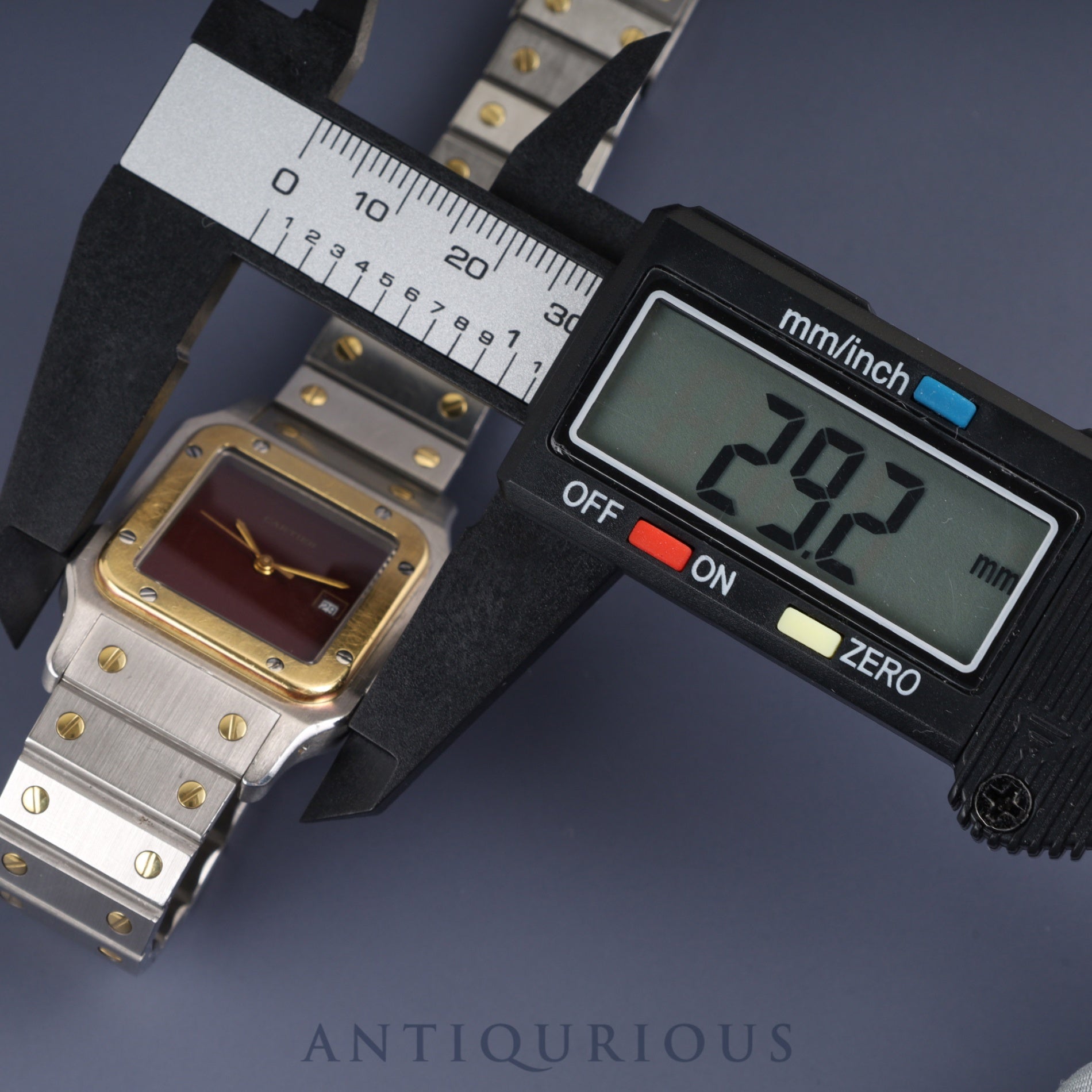 Cartier Santos Galbee LM 2961 Automatic Caliber 2671 Stainless Steel/Yellow Gold with Garnet and Bordeaux Dials, Overhauled